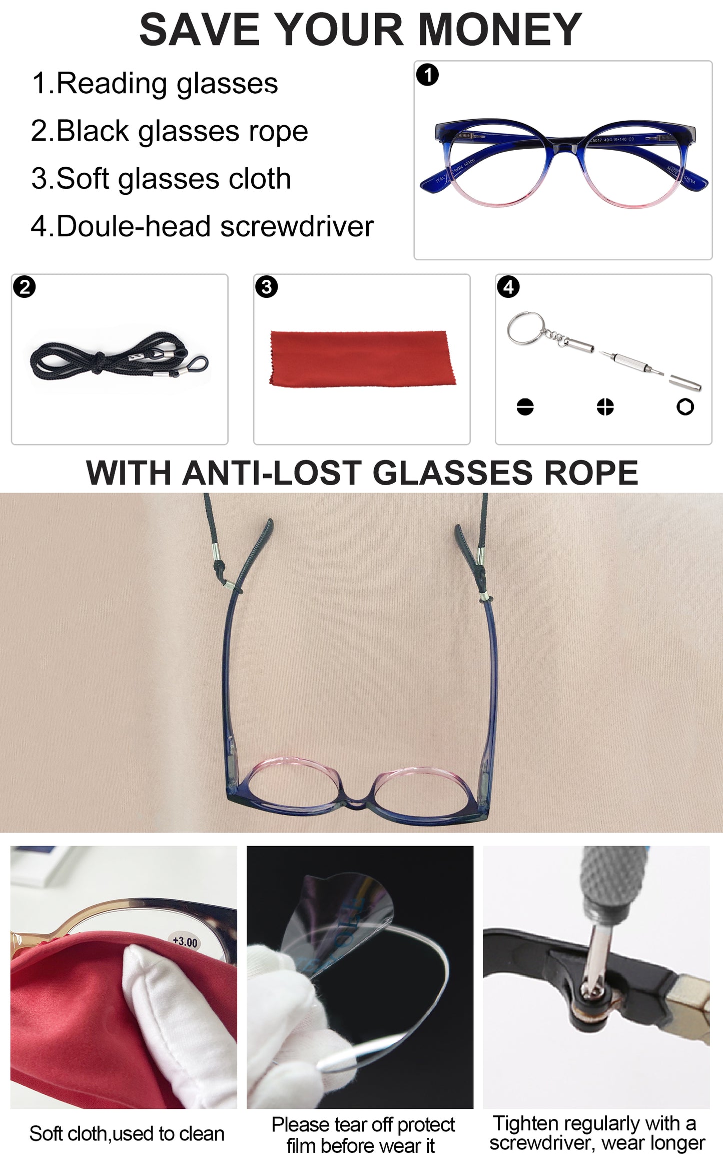 OCCI CHIARI Petite Reading Glasses for Small Face Women Fashion Slim Reders OC5017