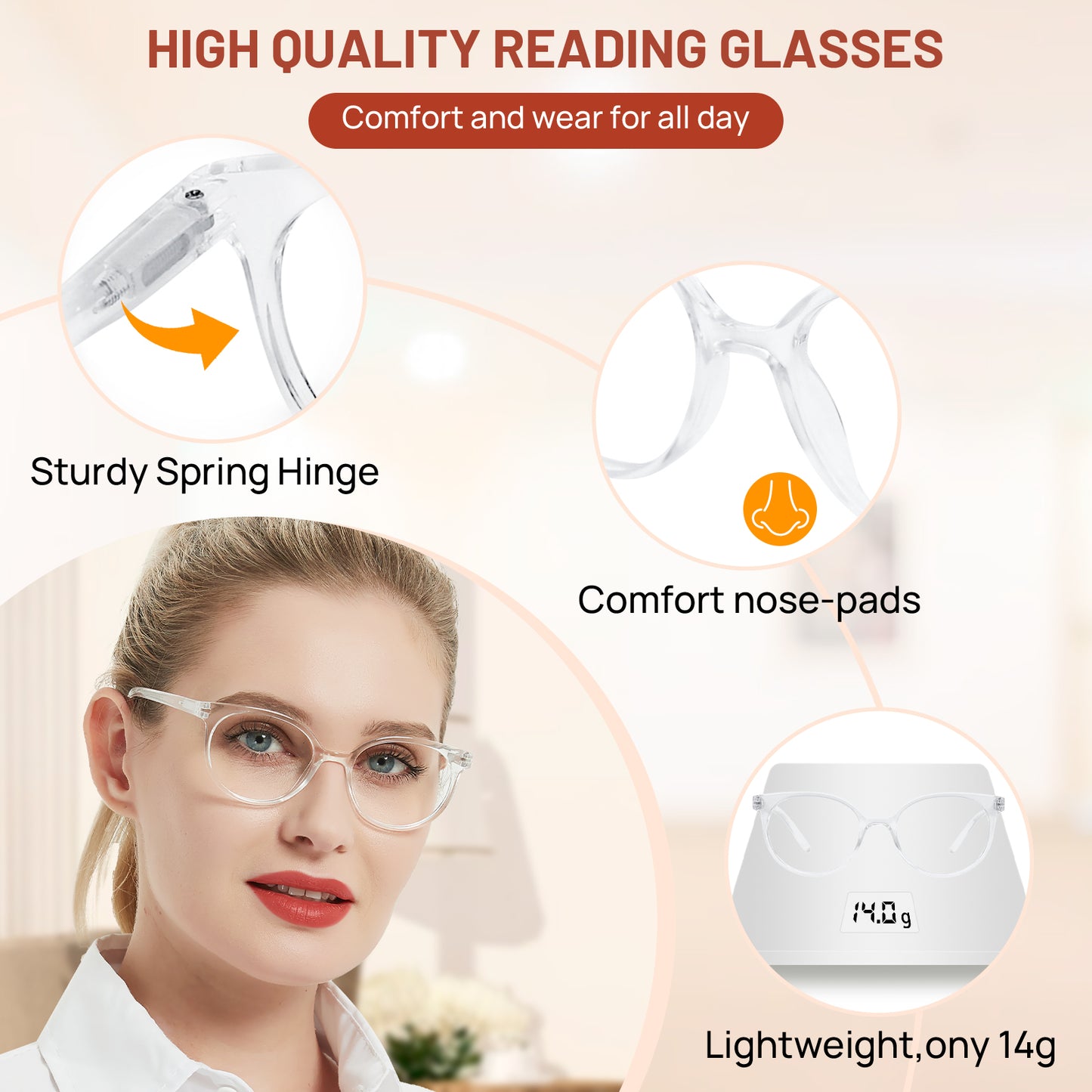 OCCI CHIARI Petite Reading Glasses for Small Face Women Fashion Slim Reders OC5017