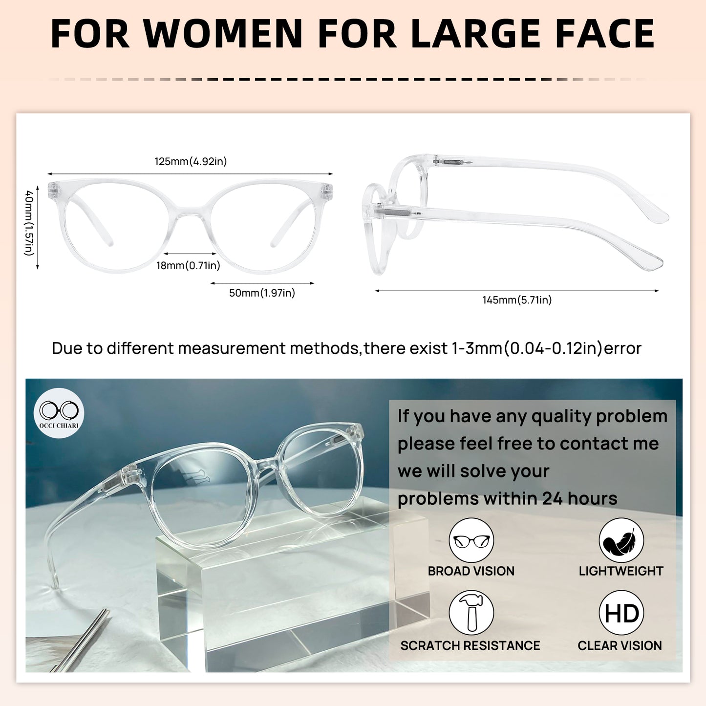 OCCI CHIARI Petite Reading Glasses for Small Face Women Fashion Slim Reders OC5017