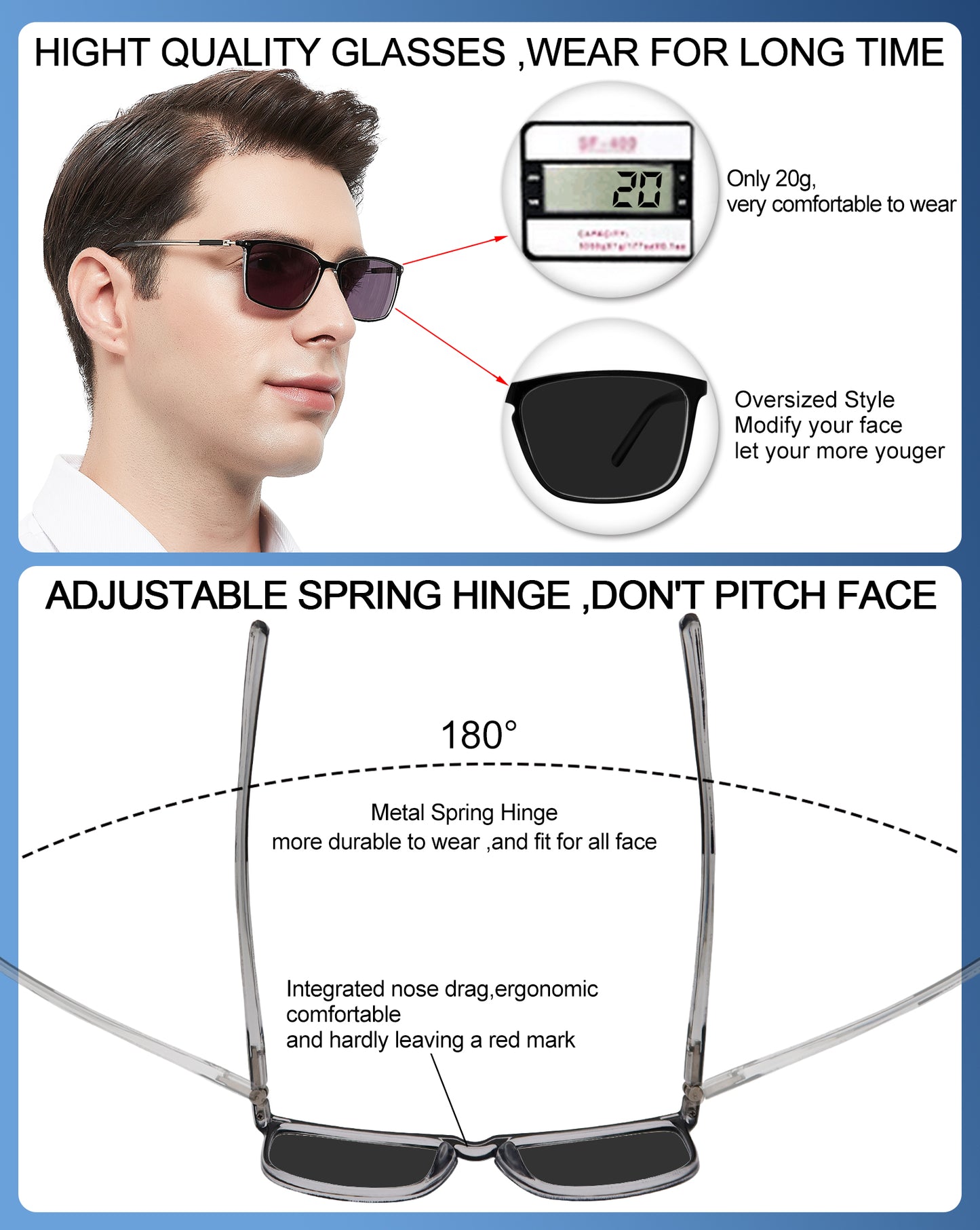 OCCI CHIARI Sun Bifocal Reading Glasses for Men Large Sunglasses Reader UV400 OC5026BS