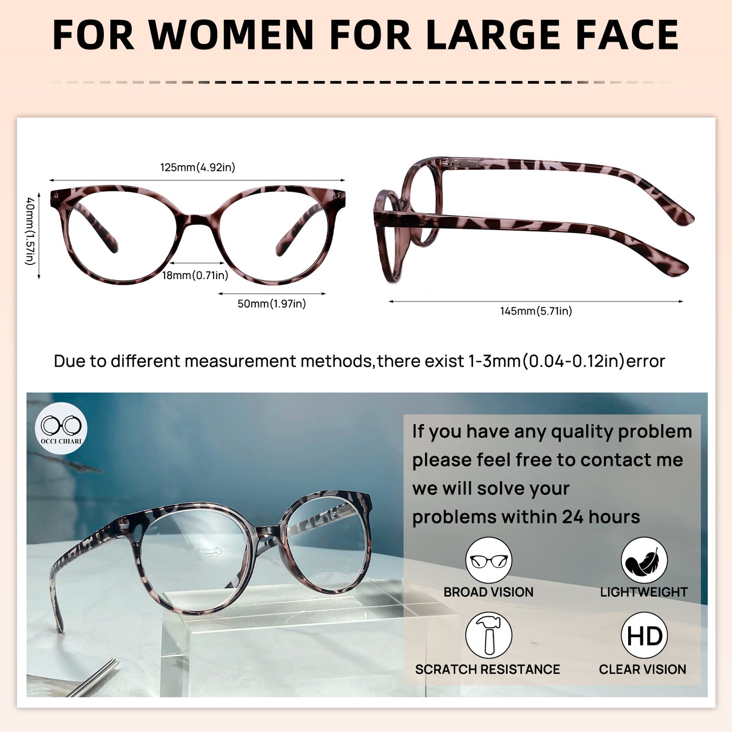 OCCI CHIARI Petite Reading Glasses for Small Face Women Fashion Slim Reders OC5017