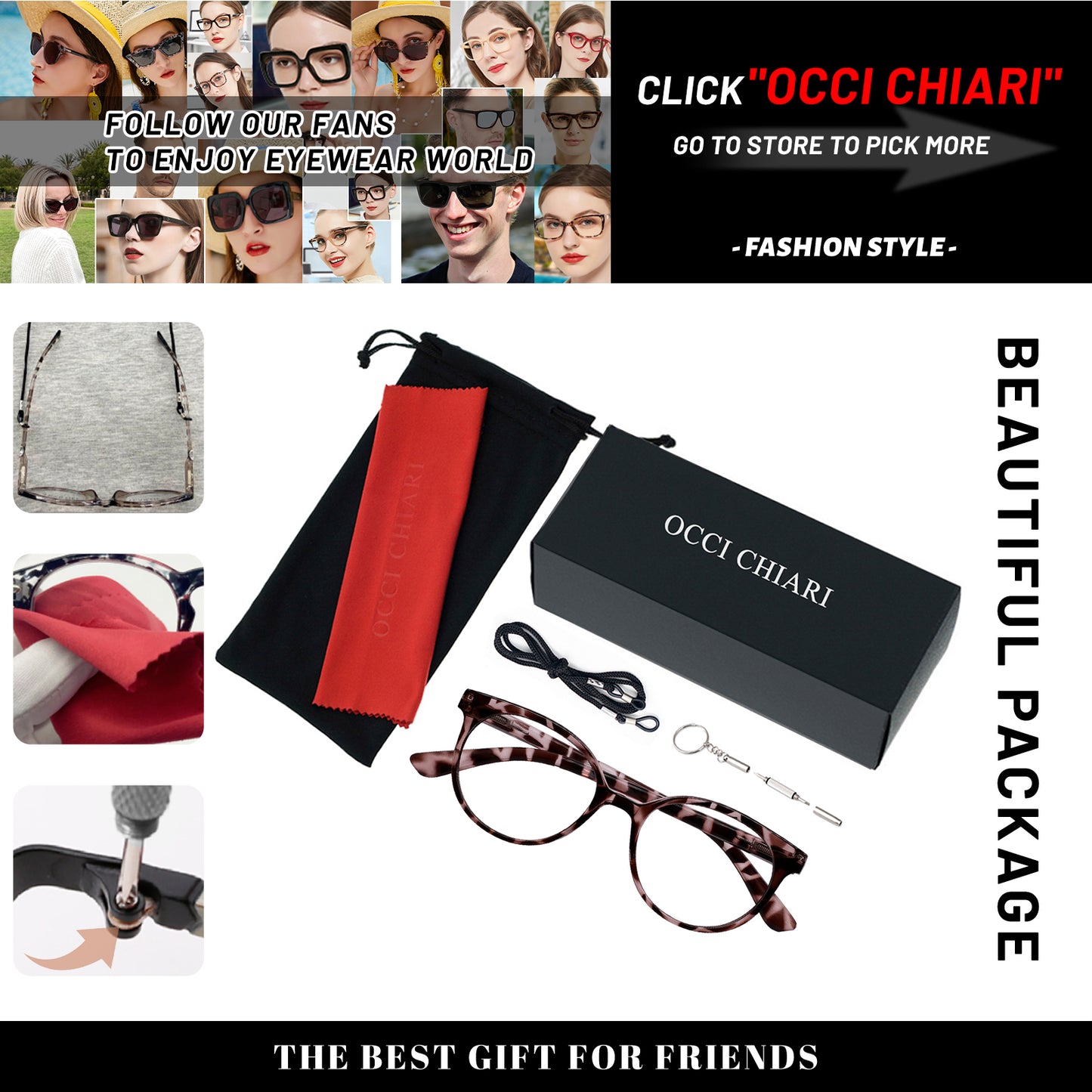 OCCI CHIARI Petite Reading Glasses for Small Face Women Fashion Slim Reders OC5017