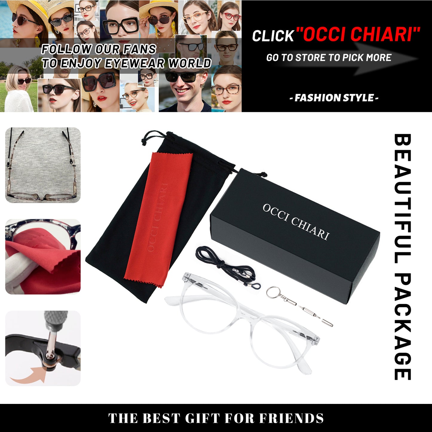 OCCI CHIARI Petite Reading Glasses for Small Face Women Fashion Slim Reders OC5017