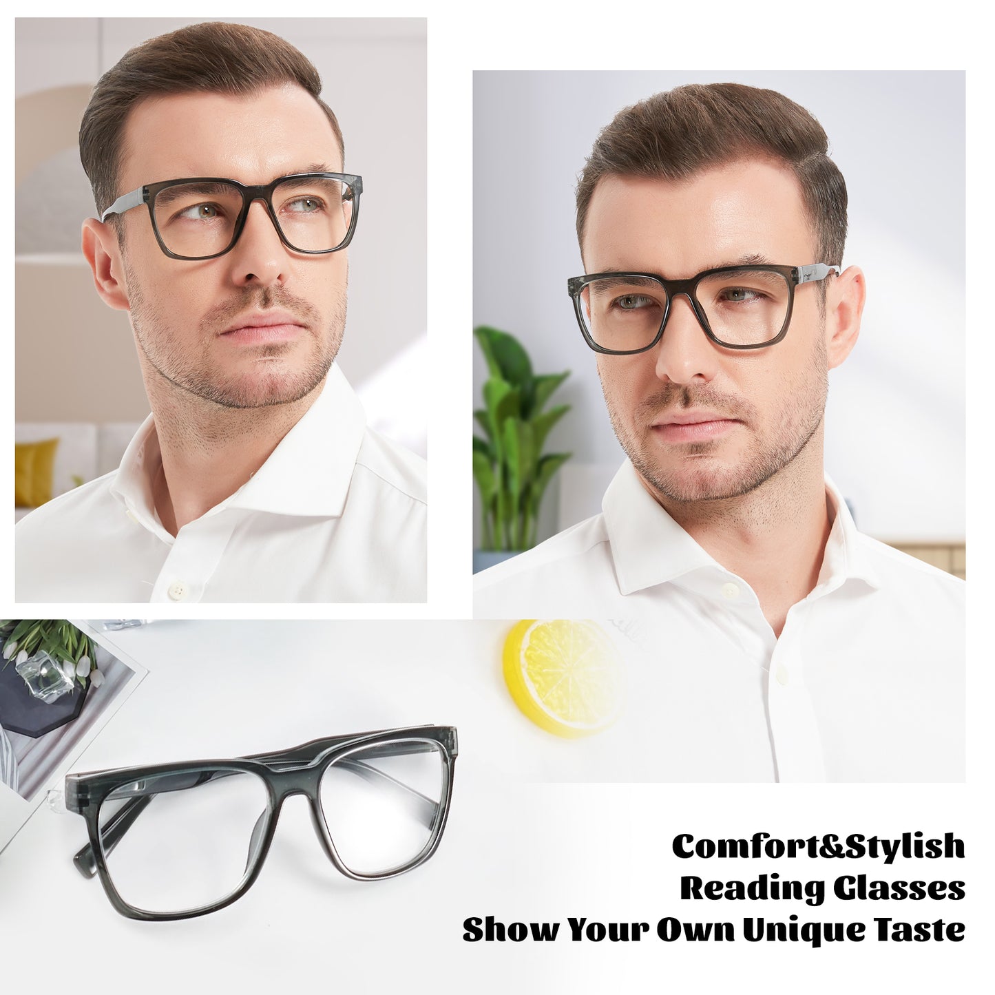 OCCI CHIARI Big Square Reading Glasses Men Comfortable Readers OC5282