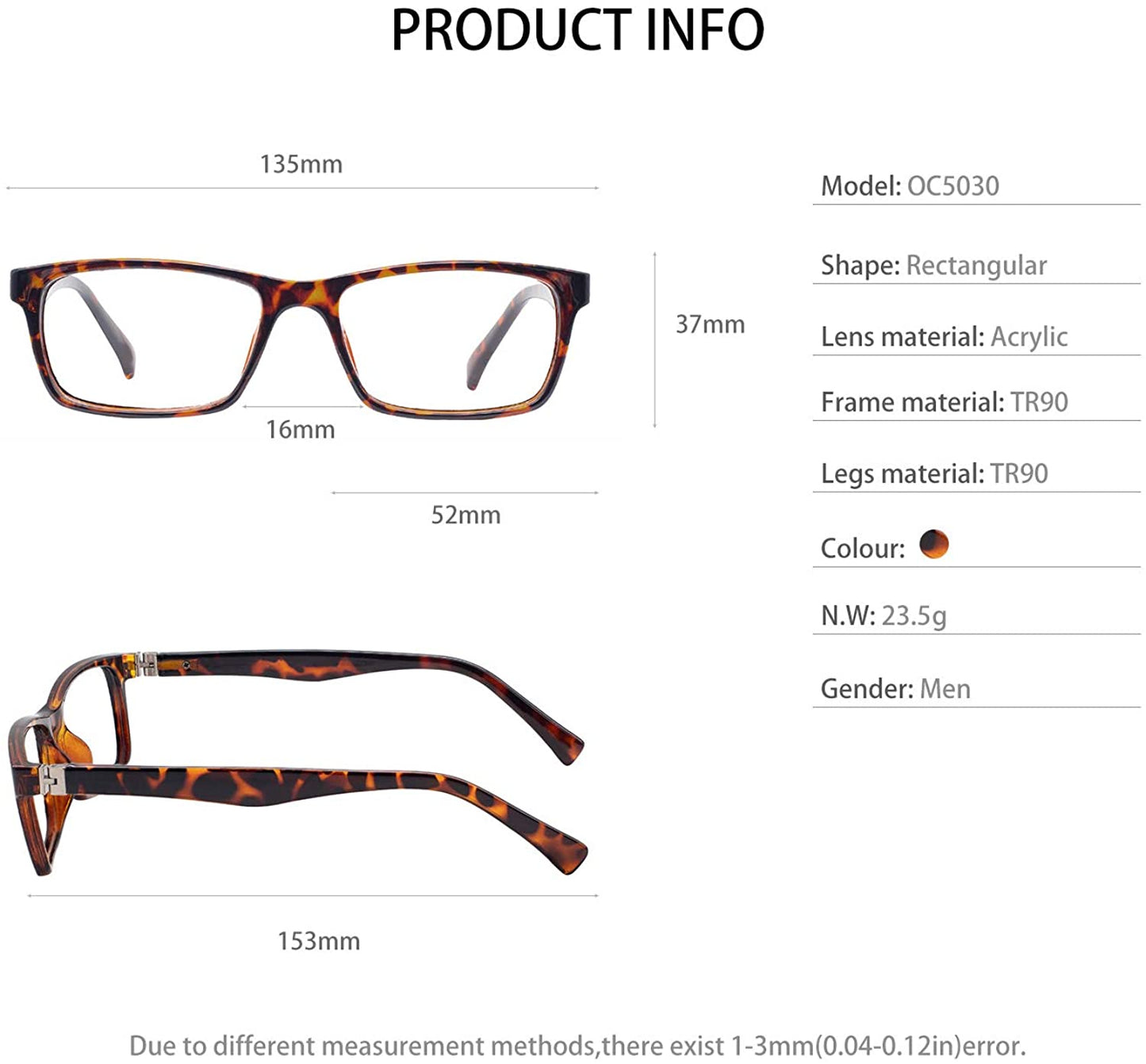 OCCI CHIARI Reading Glasses For Men Eye Reader Spring Hinge OC5030