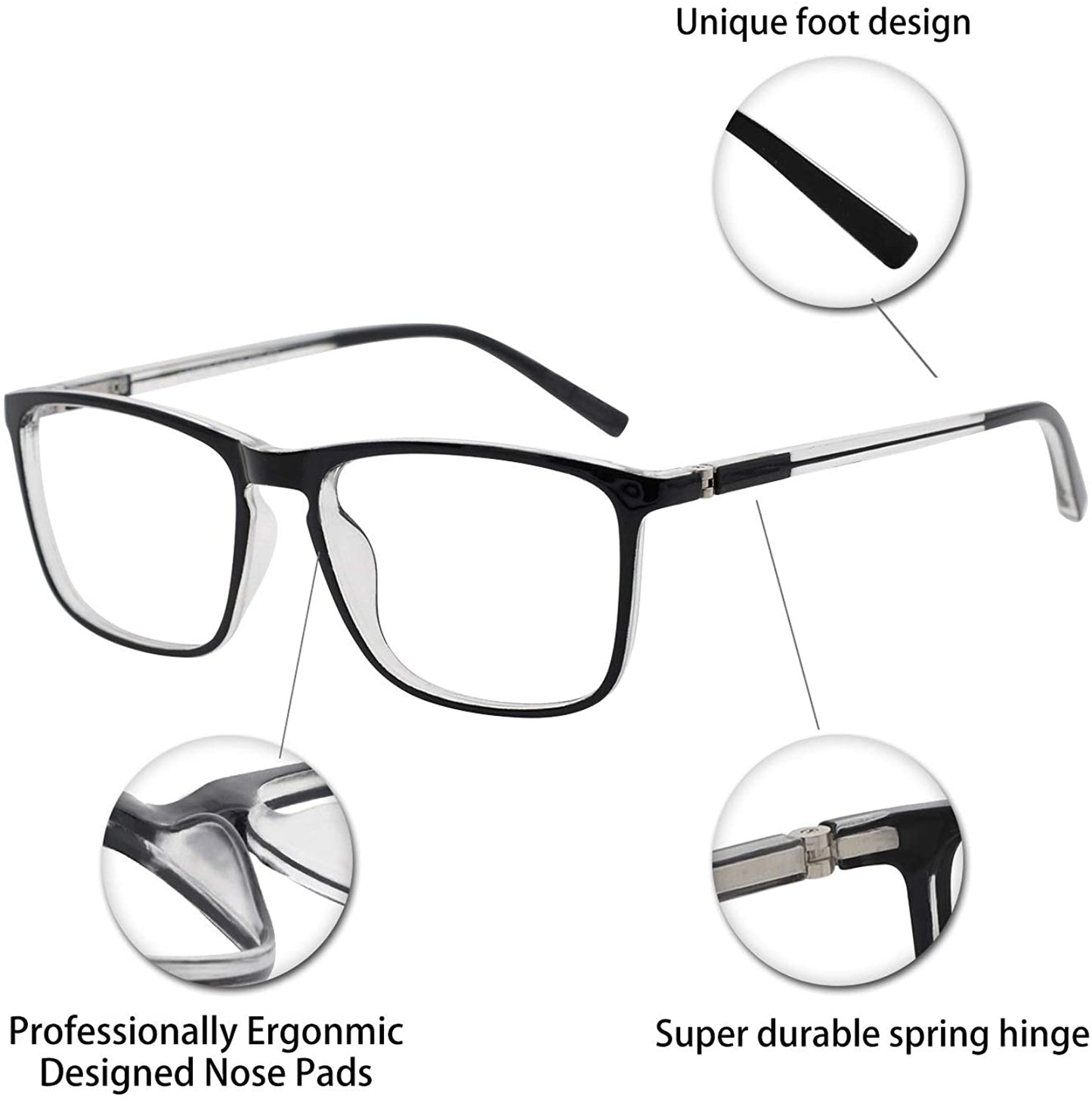 OCCI CHIARI Reading Glasses Men's Large Reader Durable Spring Hinge OC5026
