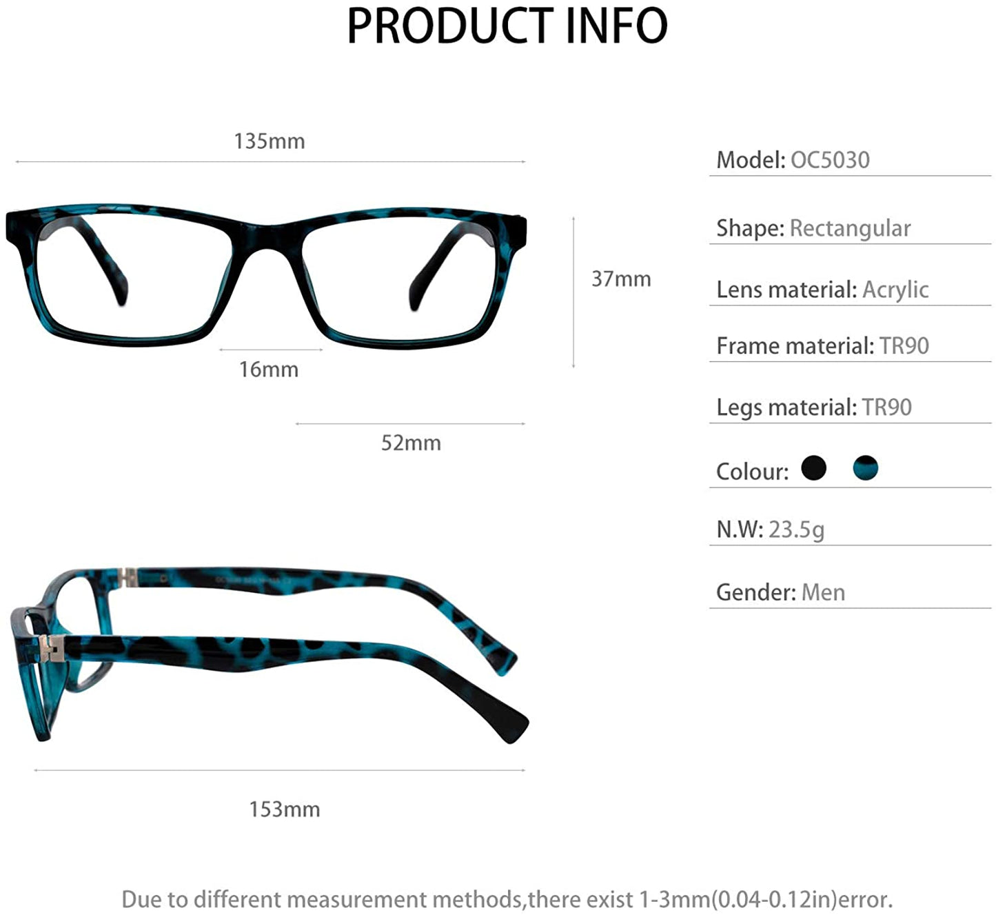 OCCI CHIARI Reading Glasses For Men Eye Reader Spring Hinge OC5030