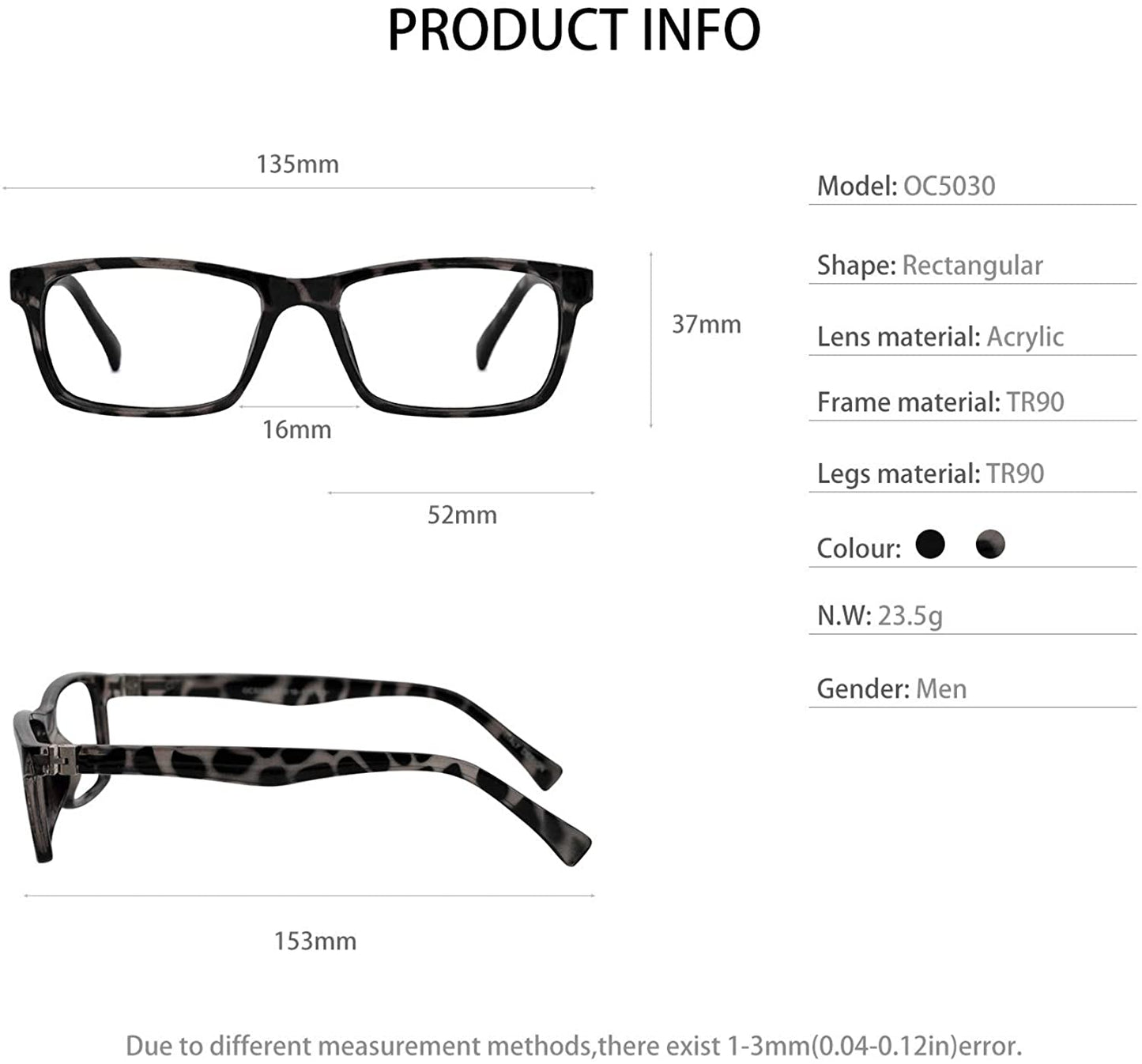 OCCI CHIARI Reading Glasses For Men Eye Reader Spring Hinge OC5030