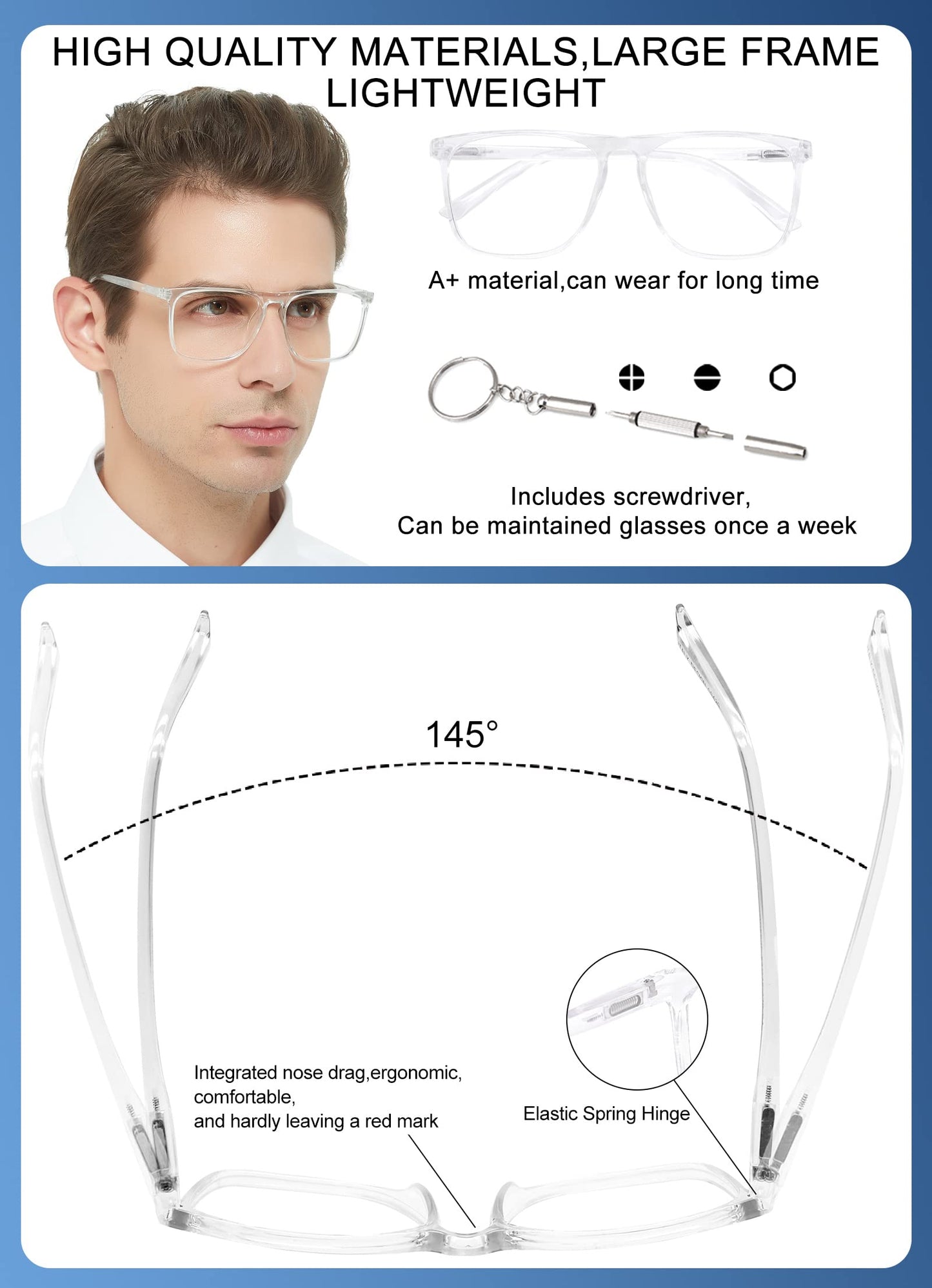 OCCI CHIARI Men's Oversized Fashion Reading Glasses Large Reader Oversized Frame OC5025