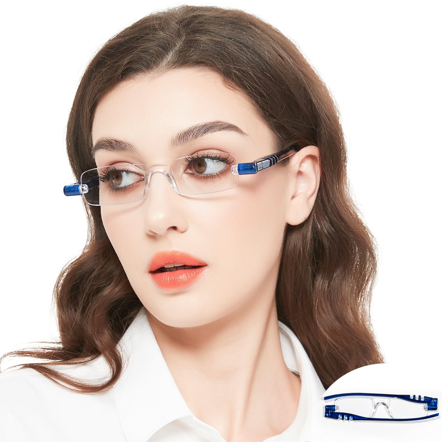 OCCI CHIARI Blue Light Portable Reading Glasses for Women Lightweight Folding Compact Readers ABL5249