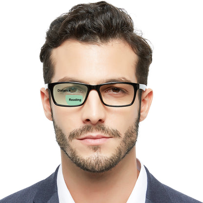 OCCI CHIARI Bifocals Reading Glasses for Men,Transition Square Eye Protection Readers OC5030BB