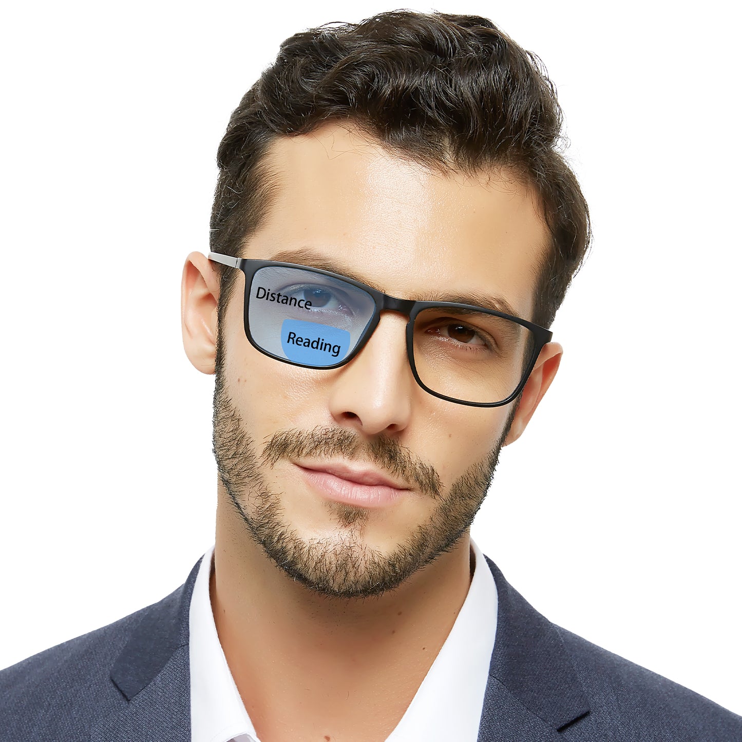 OCCI CHIARI Wide Bifocal Reading Glasses for Men Transition Blue Blocker Readers OC5026BB