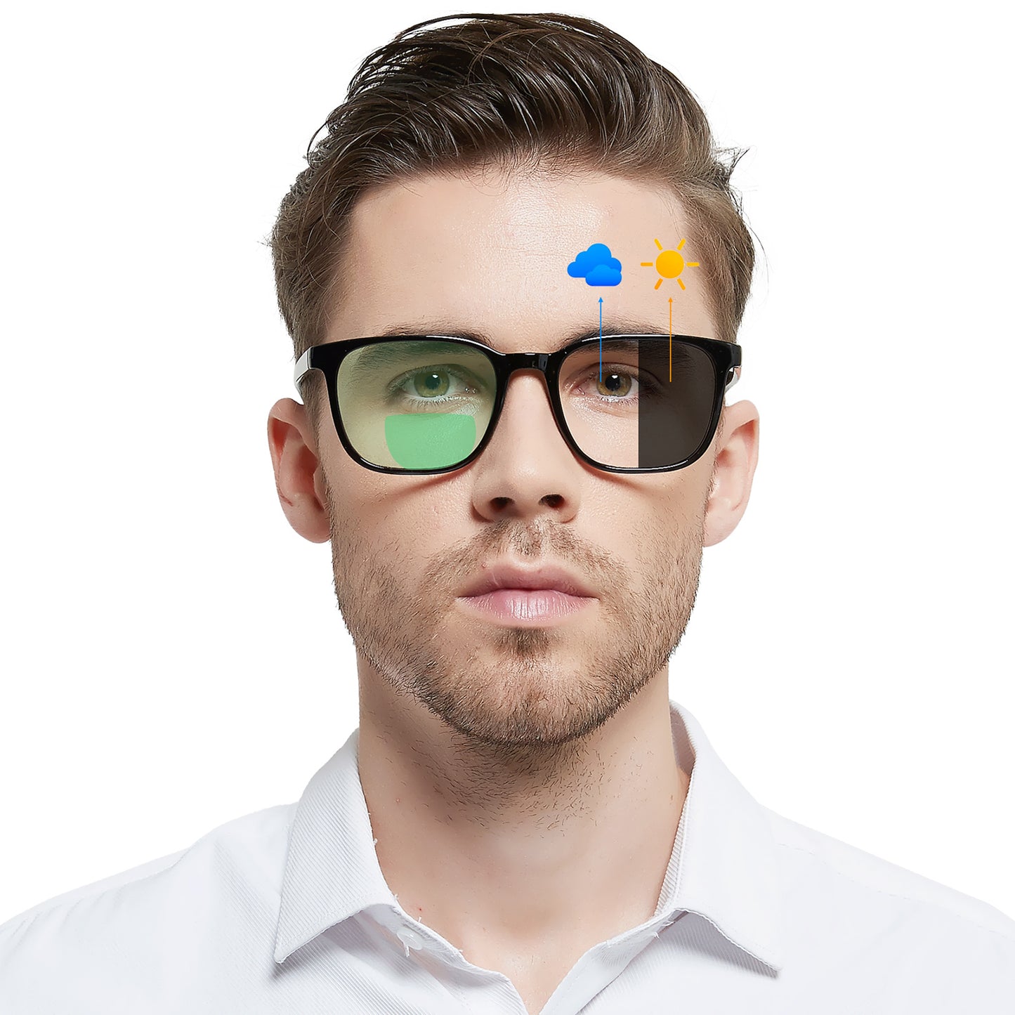 OCCI CHIARI Photochromic Bifocal Reading Glasses for Mens,Wide Transition UV Protection Sunglasses Readers BS OC5209