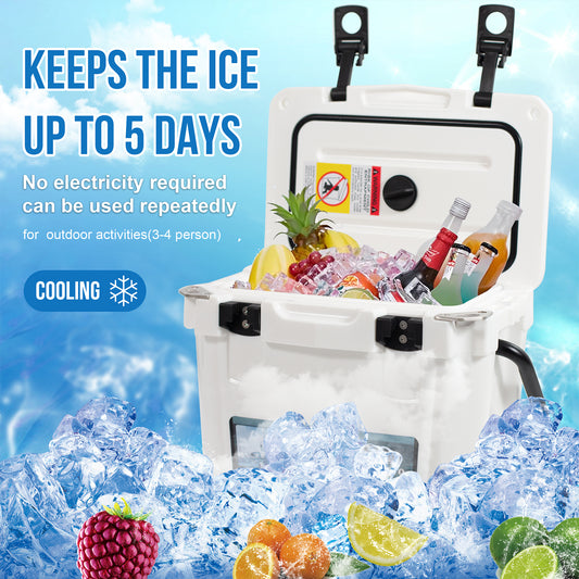 Insulated Portable Cooler with Heavy Duty Handles, Leak-Proof Outdoor Hard Cooler Keeps Ice for up to 5 Days, Great for Beach, Camping, Tailgating, Sports, & More
