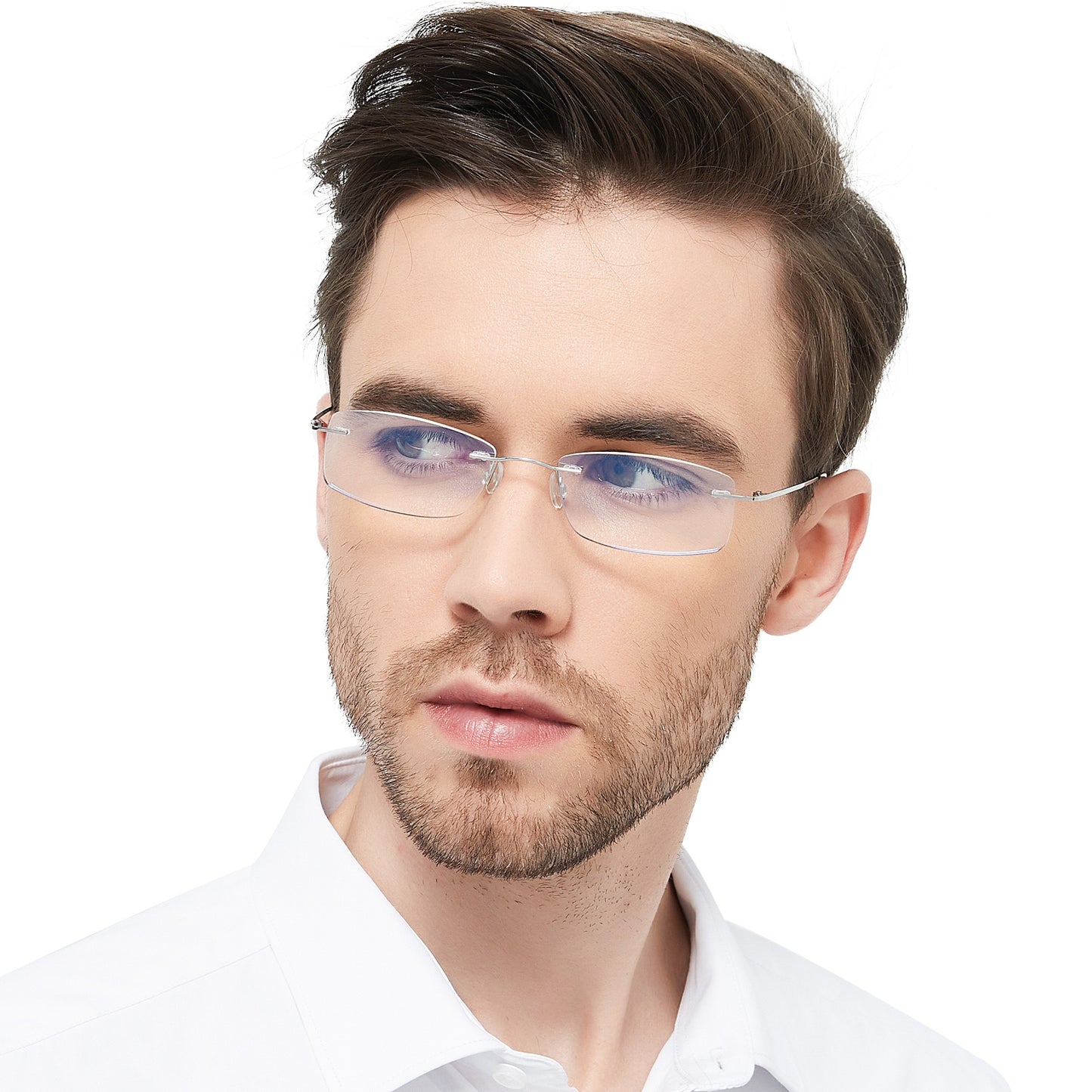 OCCI CHIARI Blue Light Blocking Reading Glasses for Men Titanium Frameless Readers Lightweight ABL5011