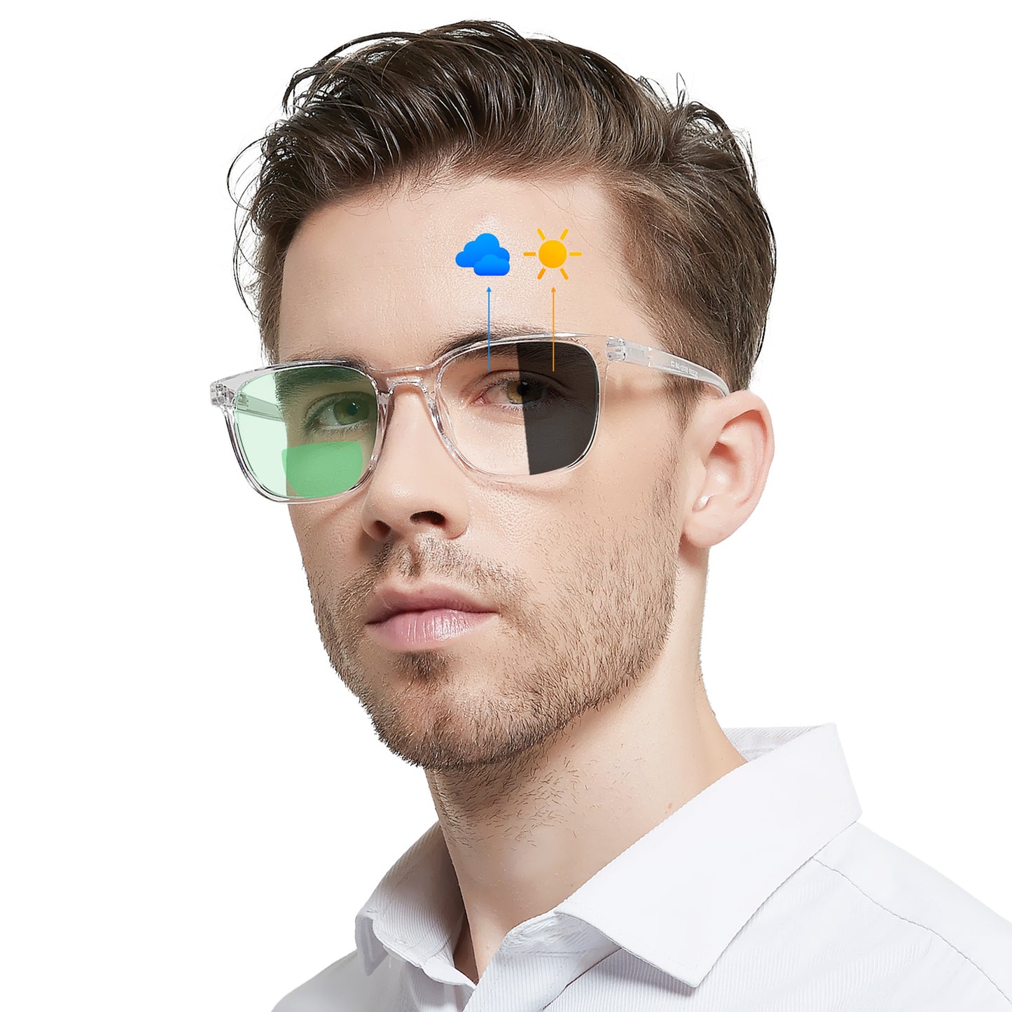 OCCI CHIARI Photochromic Bifocal Reading Glasses for Mens,Wide Transition UV Protection Sunglasses Readers BS OC5209