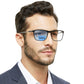 OCCI CHIARI Wide Bifocal Reading Glasses for Men Transition Blue Blocker Readers OC5026BB