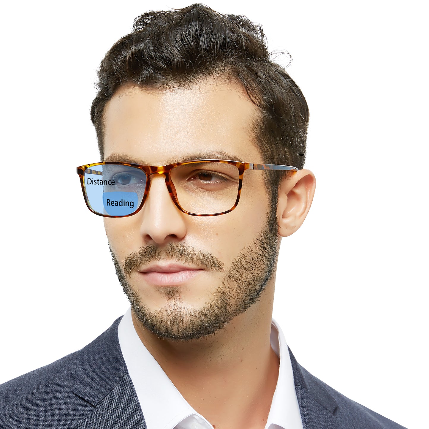 OCCI CHIARI Wide Bifocal Reading Glasses for Men Transition Blue Blocker Readers OC5026BB