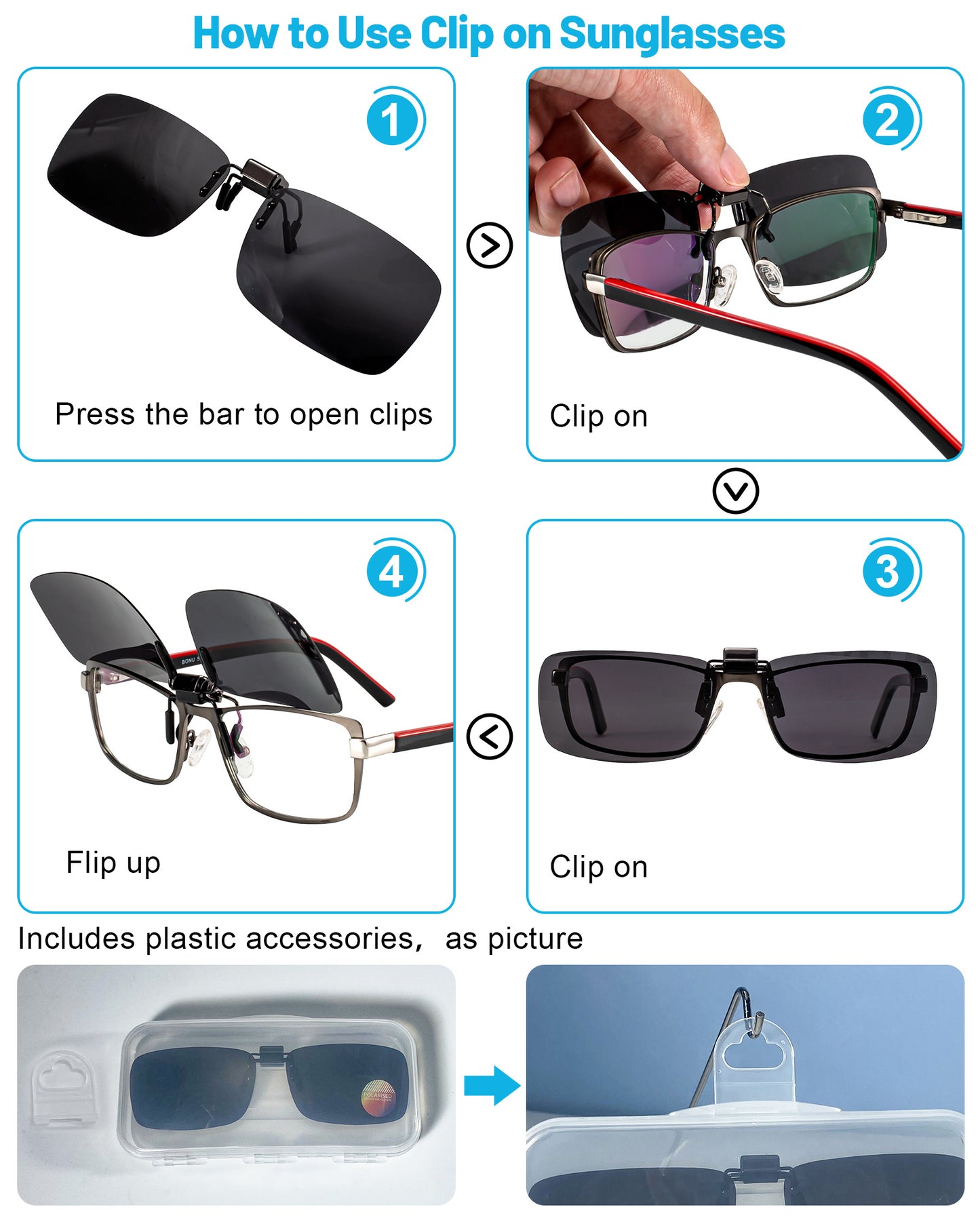 OCCI CHIARI Polarized Flip-up Clip-on Sunglasses for Eyeglasses for Men and Women Outdoor/Driving UV400 OC9061