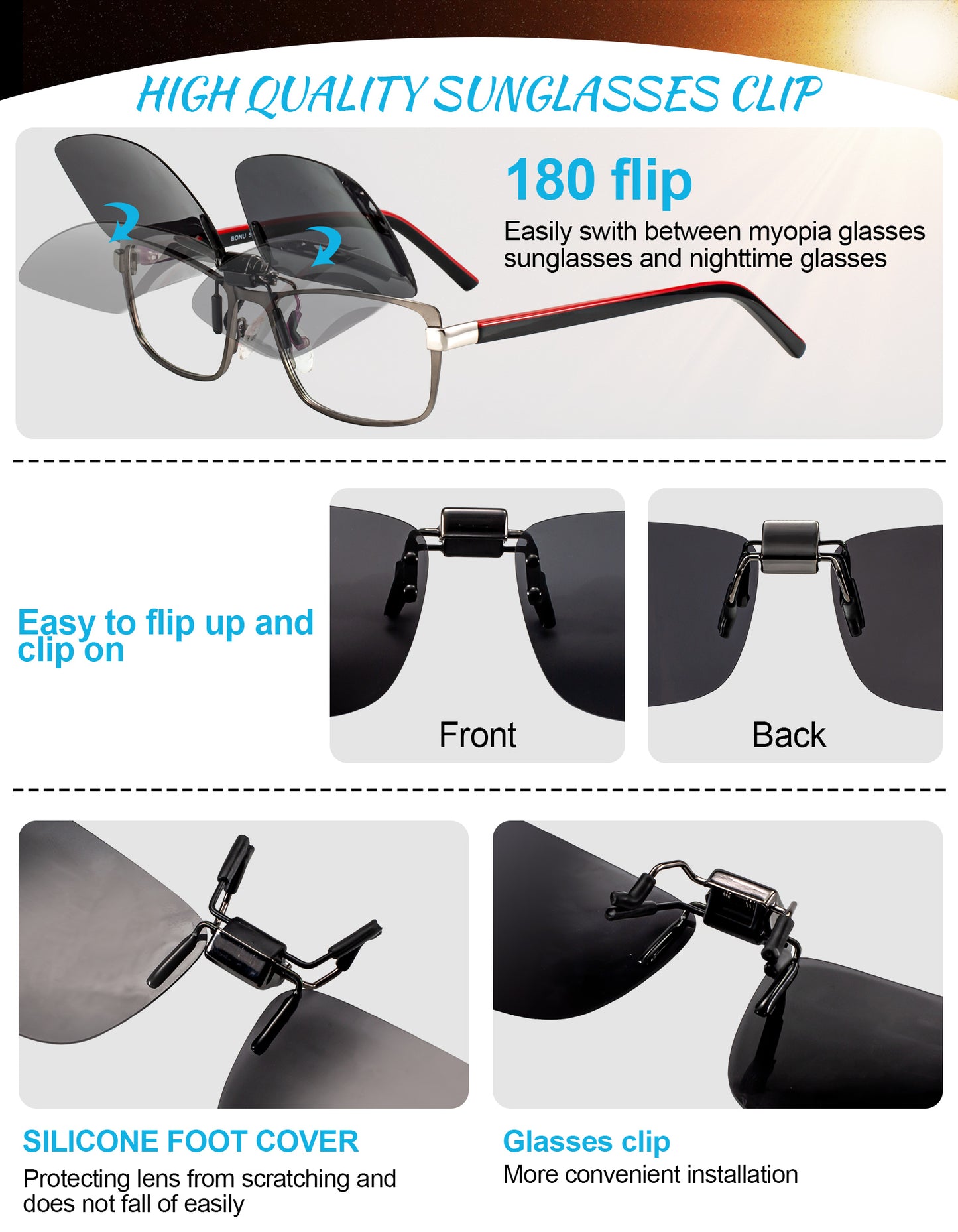 OCCI CHIARI Polarized Flip-up Clip-on Sunglasses for Eyeglasses for Men and Women Outdoor/Driving UV400 OC9061