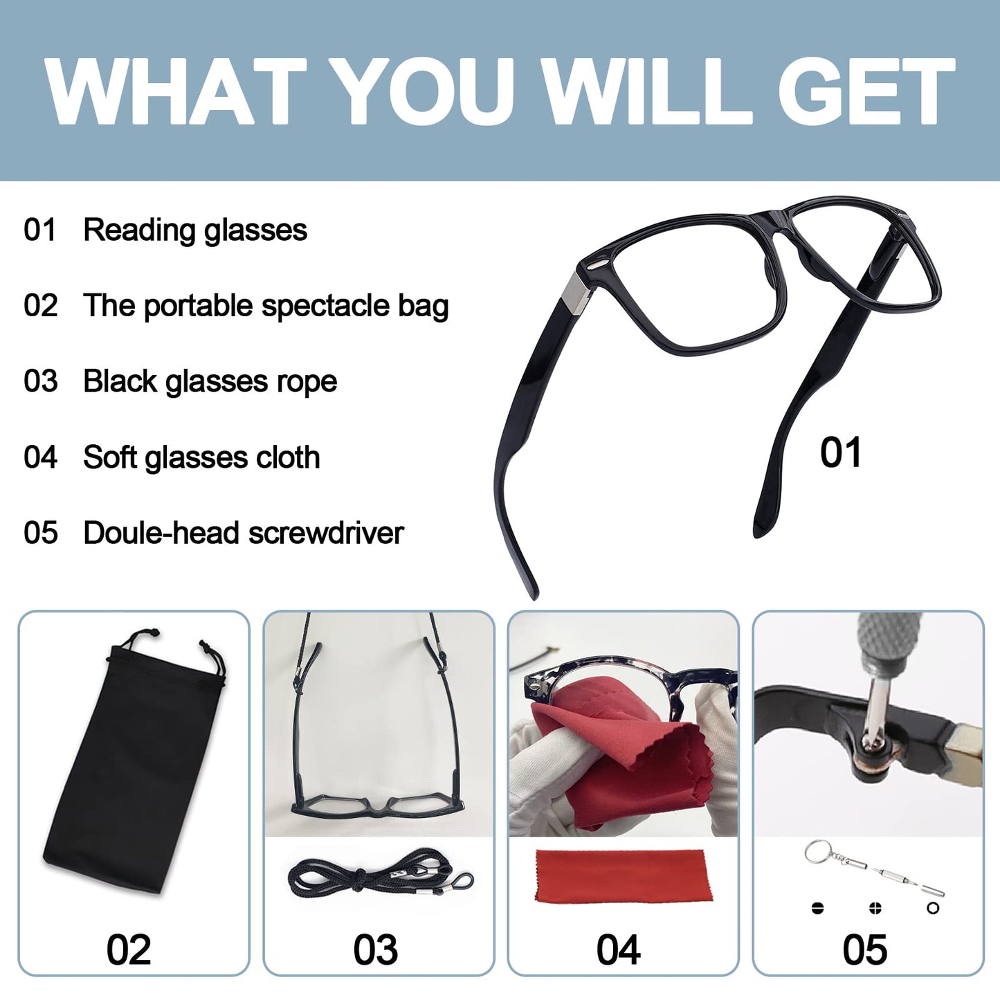 OCCI CHIARI Oversized Reading Glasses Men Stylish Square Readers OC1107