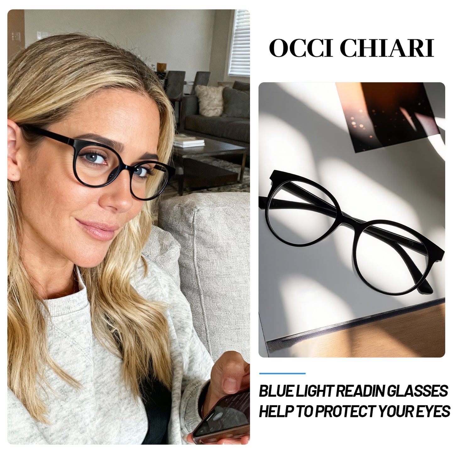 OCCI CHIARI Blue Light Filter Reading Glasses Power Anti Glare Readers for Women ABL5017