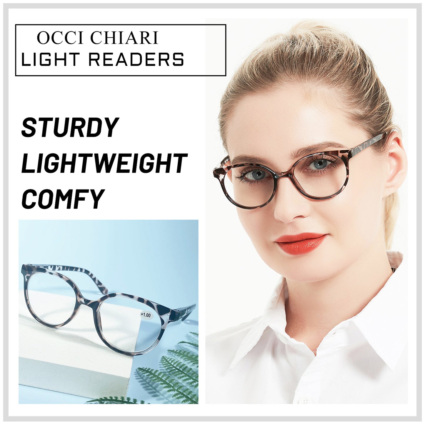 OCCI CHIARI Blue Light Filter Reading Glasses Power Anti Glare Readers for Women ABL5017