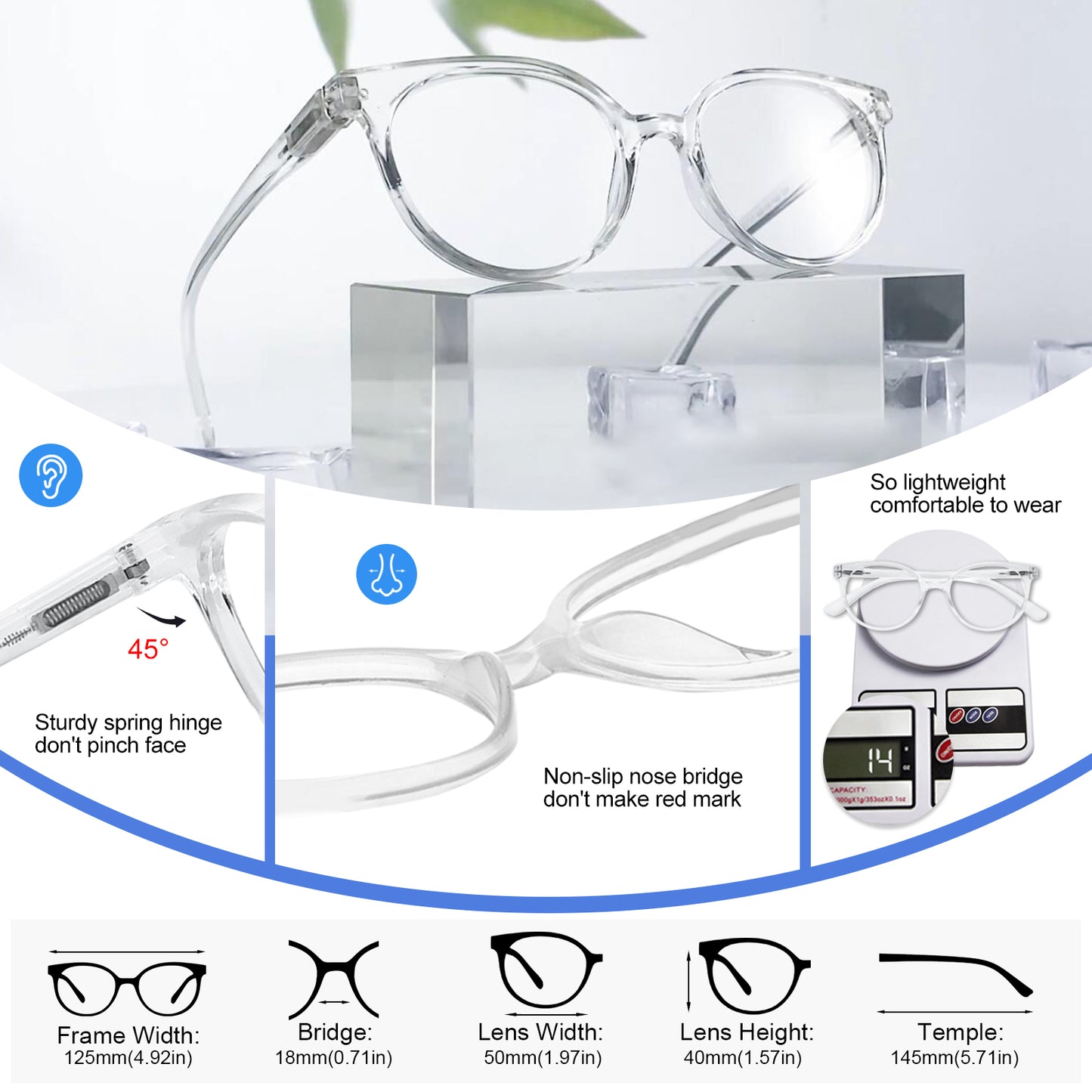 OCCI CHIARI Blue Light Filter Reading Glasses Power Anti Glare Readers for Women ABL5017