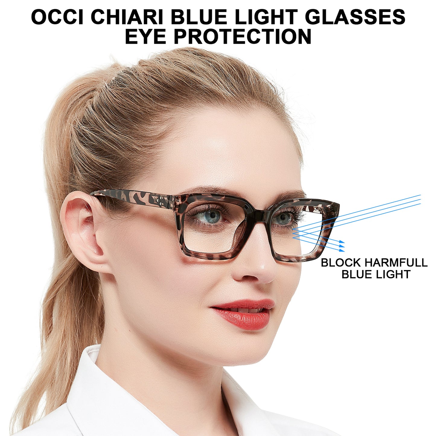 OCCI CHIARI Retro Bifocal Cheaters Reading Glasses - Full-Rimmed Classic Square Large Frame Crystal Clear OC5031BB