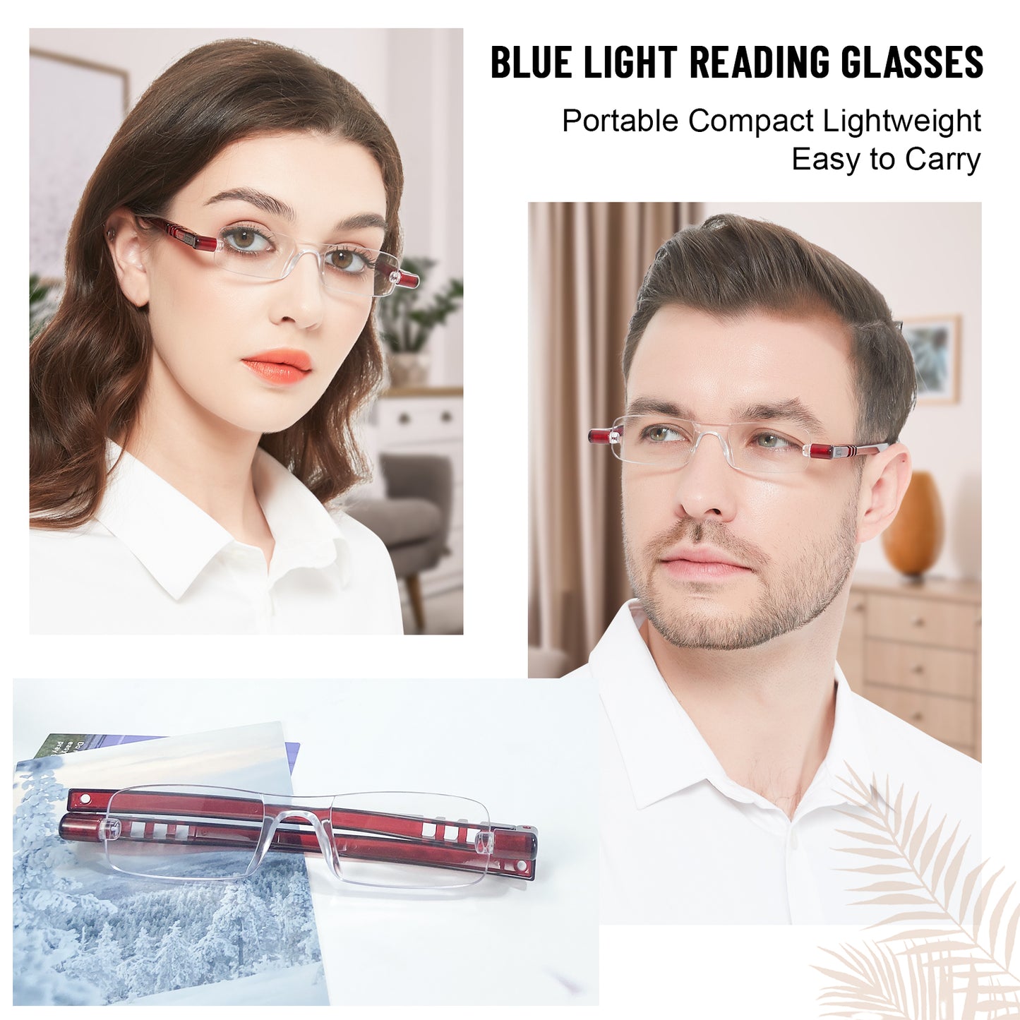 OCCI CHIARI Blue Light Portable Reading Glasses for Women Lightweight Folding Compact Readers ABL5249