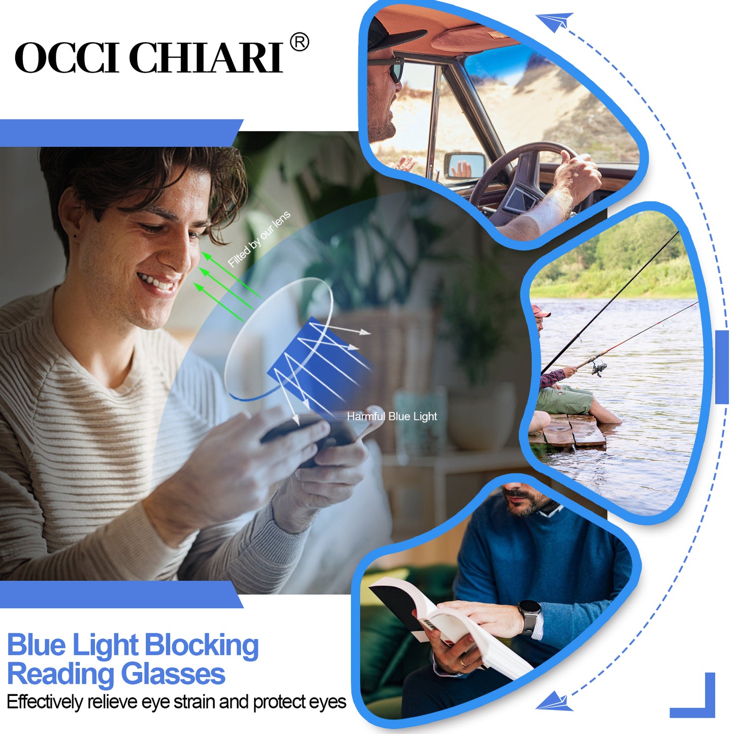 OCCI CHIARI Blue Light Portable Reading Glasses for Women Lightweight Folding Compact Readers ABL5249