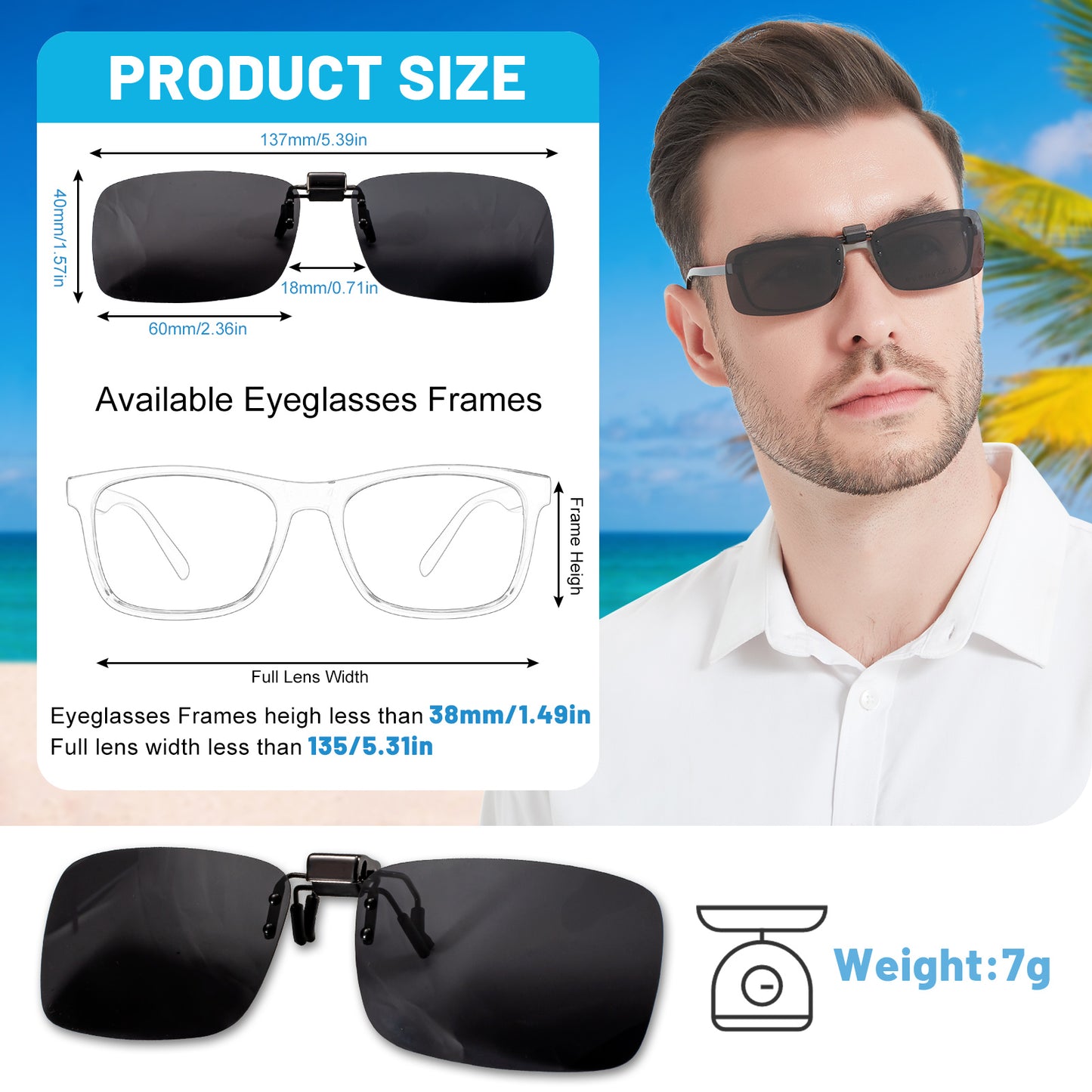 OCCI CHIARI Polarized Flip-up Clip-on Sunglasses for Eyeglasses for Men and Women Outdoor/Driving UV400 OC9061