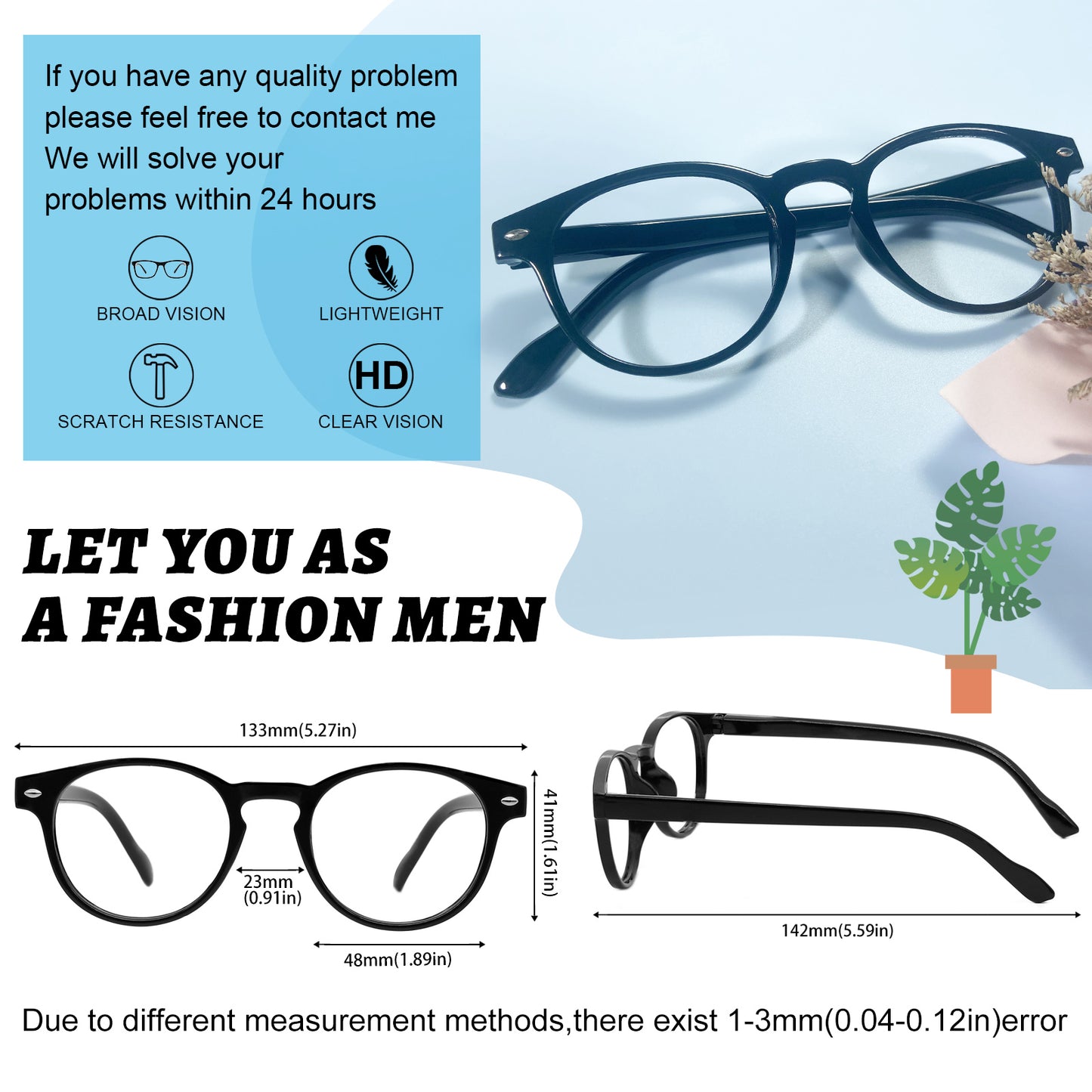 OCCI CHIARI Stylish Round Reading glasses for Men Women Lightweight Comfort Readers OC5006
