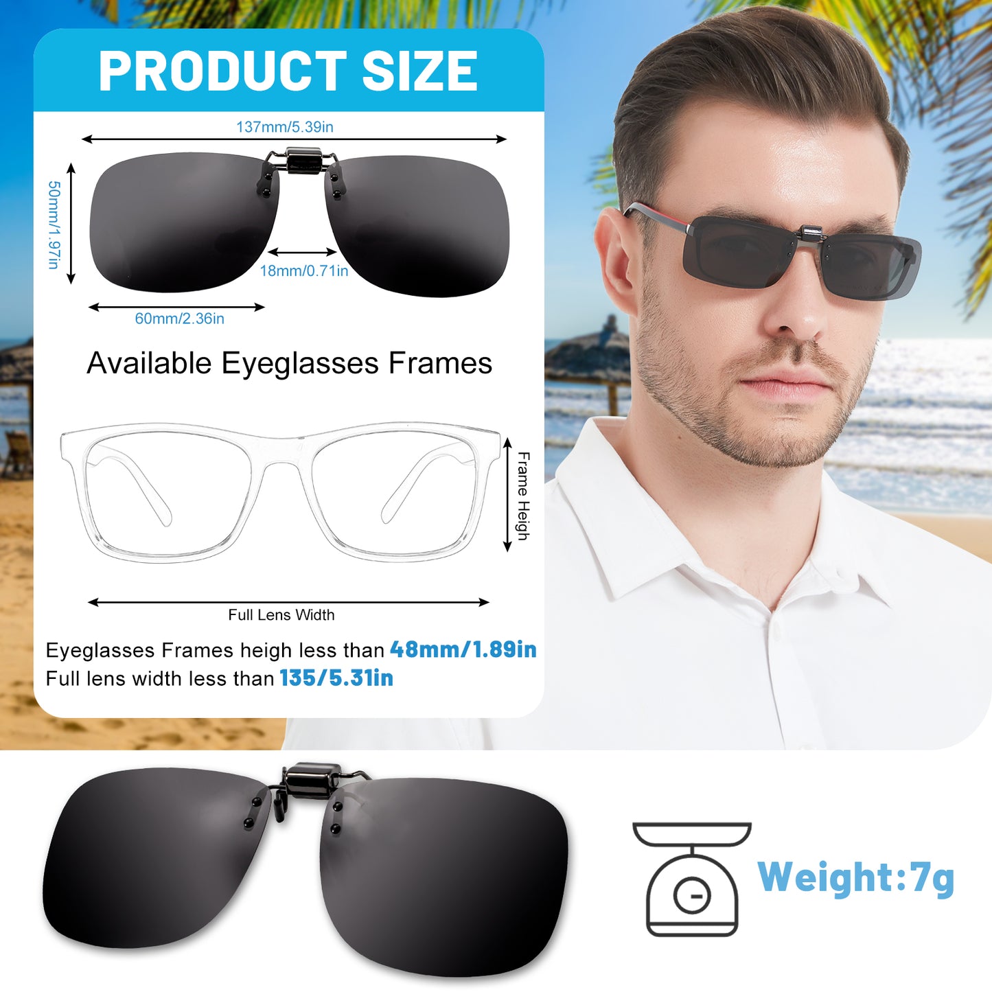 OCCI CHIARI Polarized Flip-up Clip-on Sunglasses for Eyeglasses for Men and Women Outdoor/Driving UV400 9062