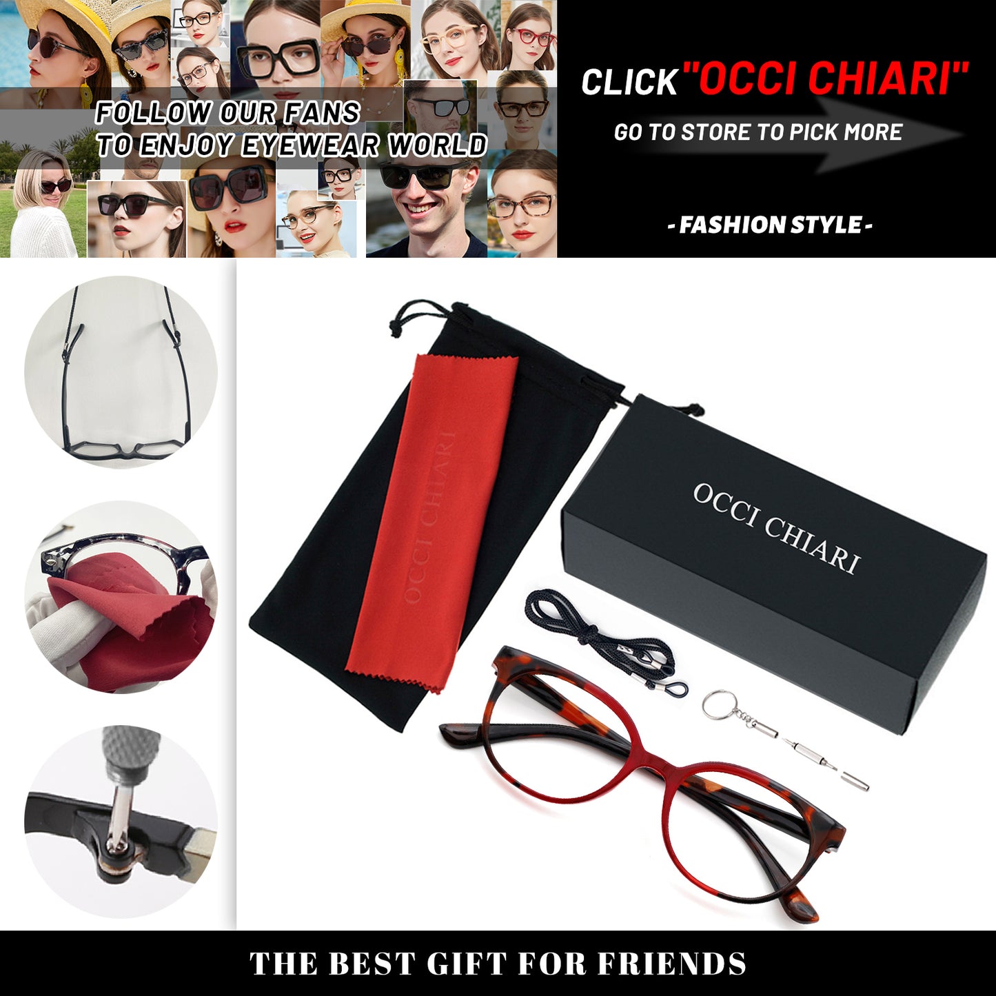 OCCI CHIARI  Reading Glasses Lightweight Round Reader OC5017