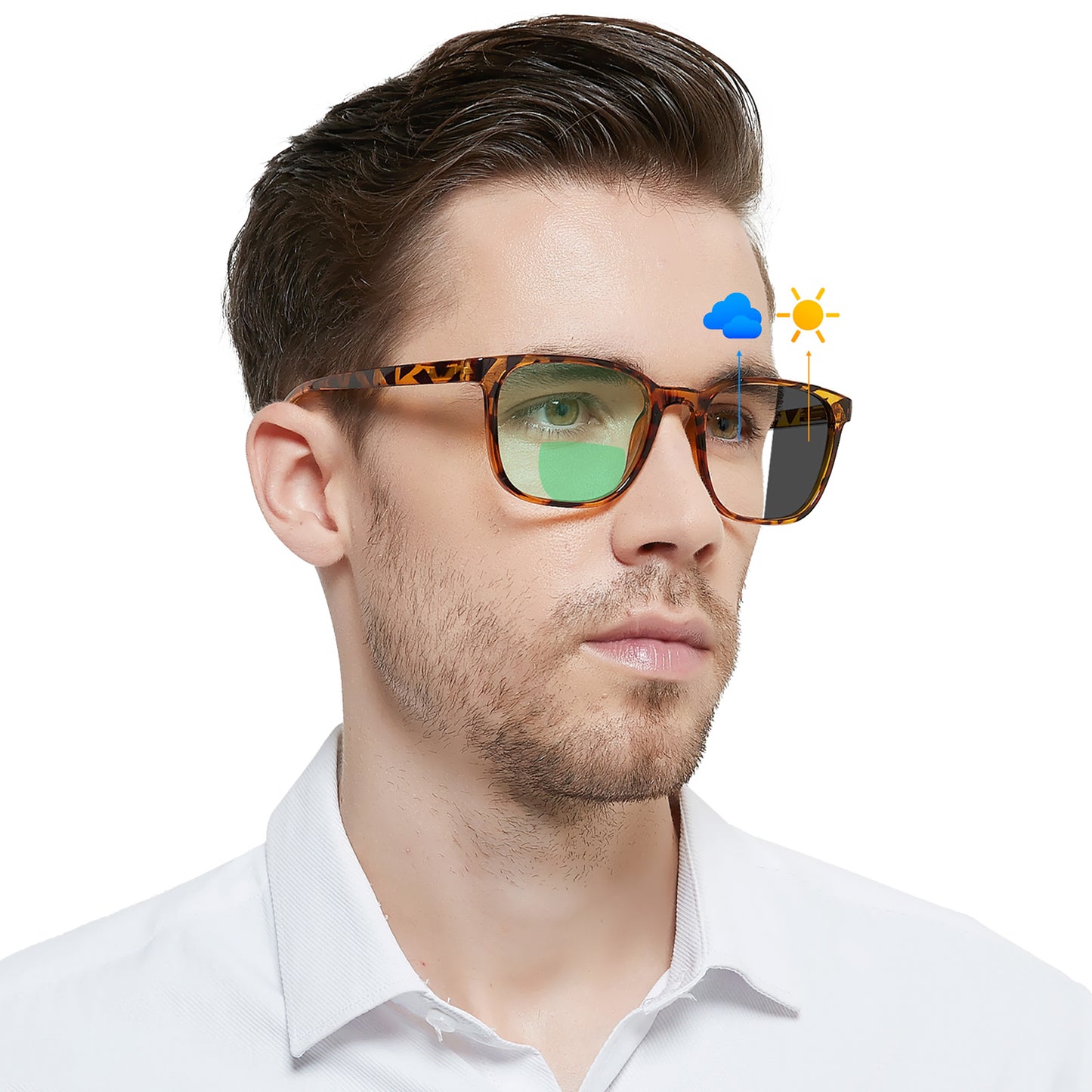 OCCI CHIARI Photochromic Bifocal Reading Glasses for Mens,Wide Transition UV Protection Sunglasses Readers BS OC5209