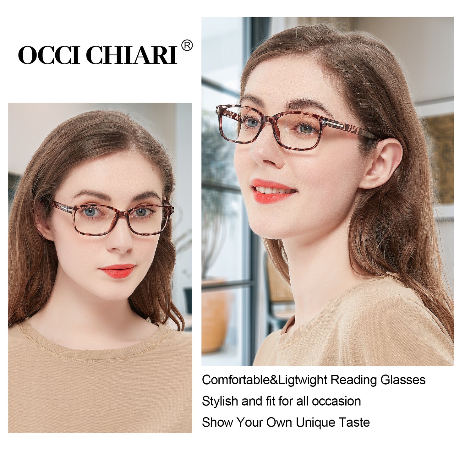 OCCI CHIARI Stylish Square Reading glasses for Women Lightweight Comfort Readers OC5196
