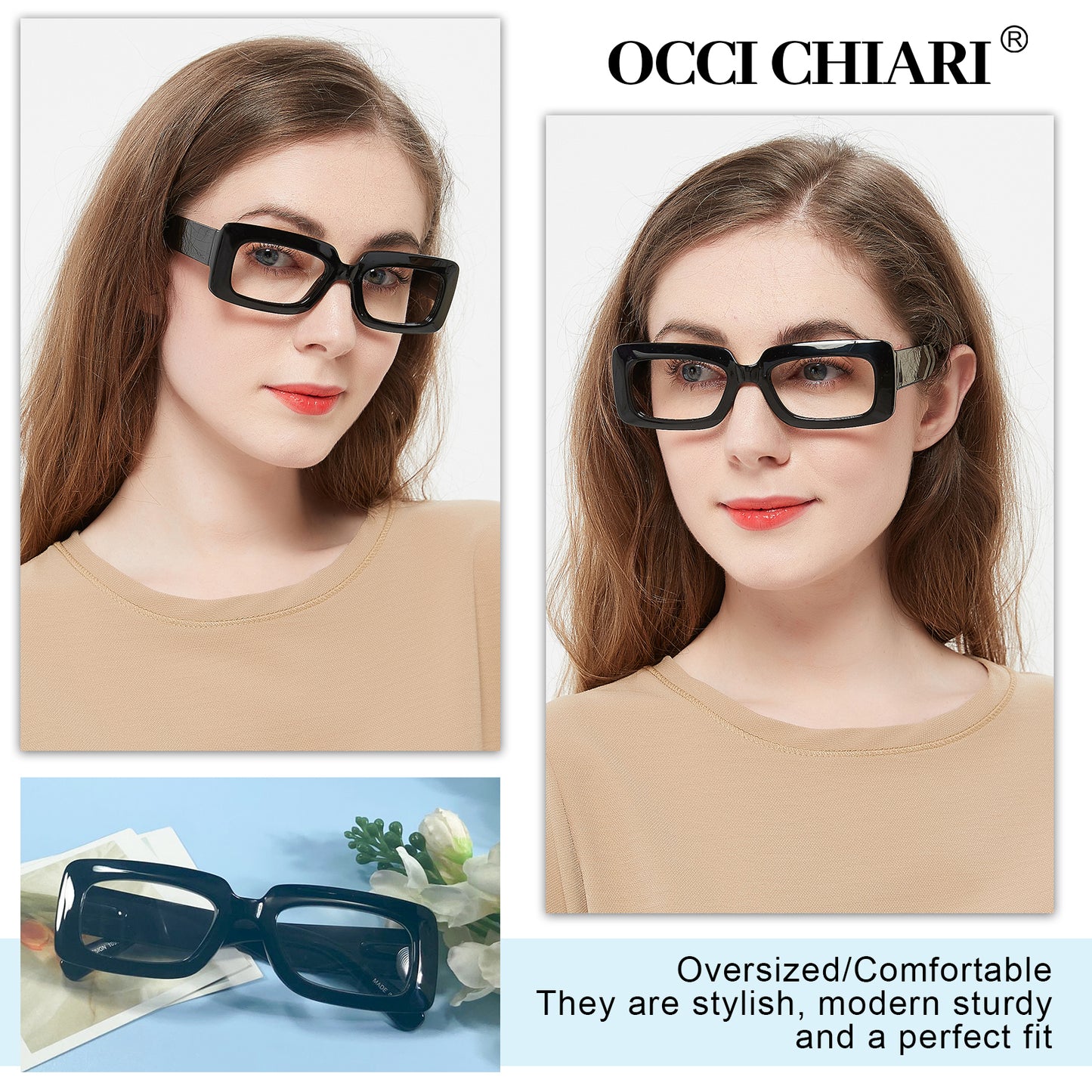 OCCI CHIARI Fashion Reading Glasses for Women Large Readers Heavy Duty Eyeglasses OC5189