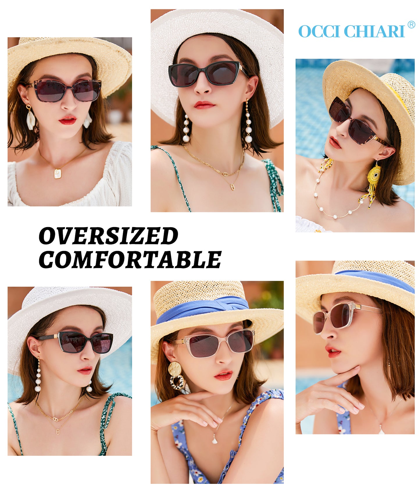 OCCI CHIARI Bifocal Reading Sunglasses Womems Large Blue Light Blocking Sun Readers Outdoor UV400 ABL5117BS