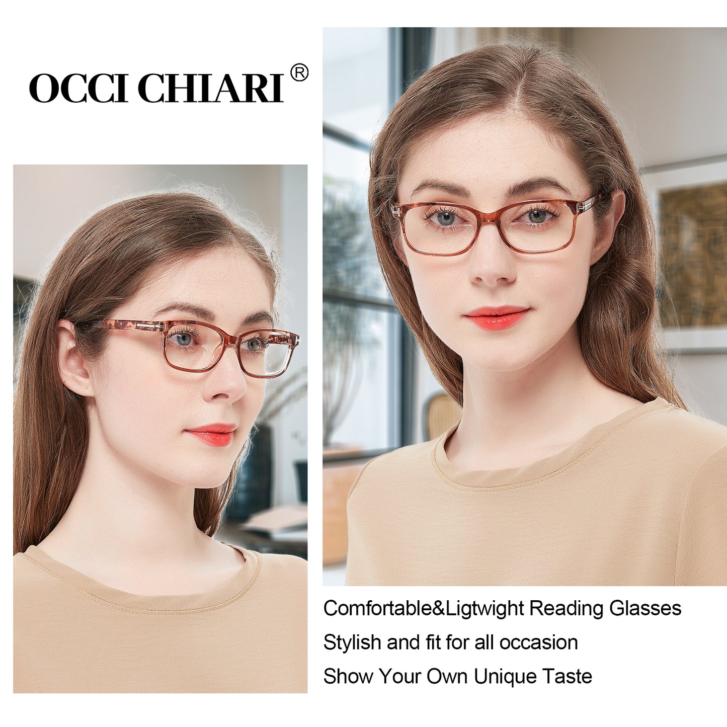 OCCI CHIARI Stylish Square Reading glasses for Women Lightweight Comfort Readers OC5196