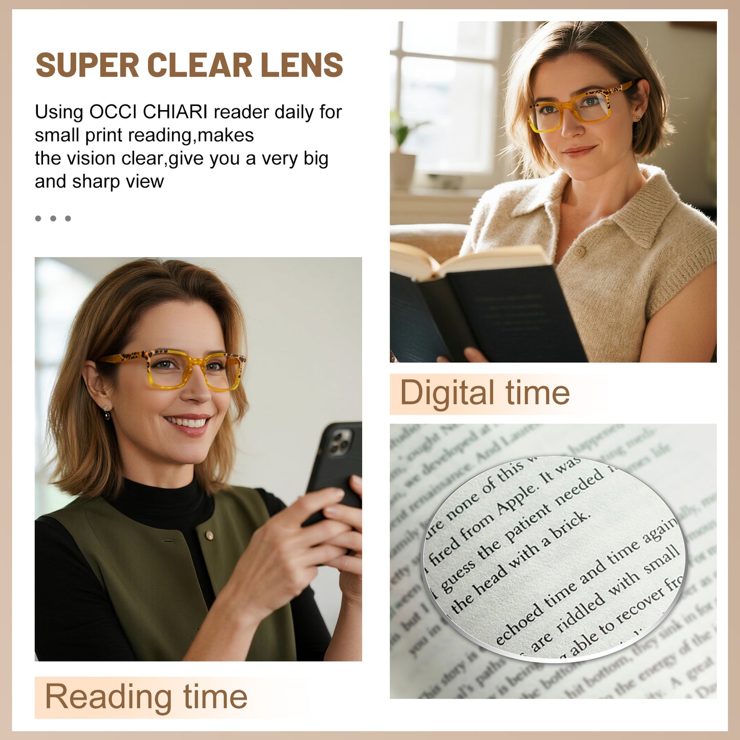 OCCI CHIARI Fashion Reading Glasses For Women Rectangle Reader OC5018