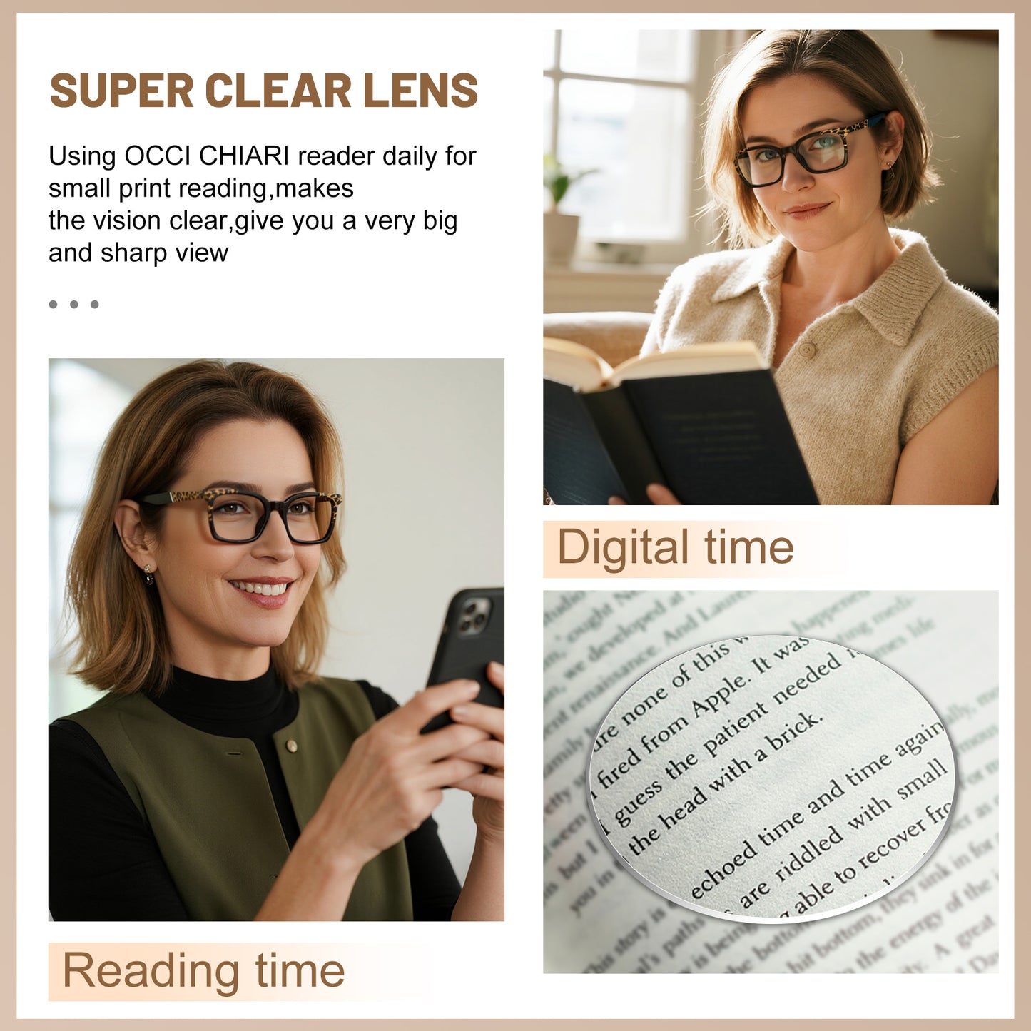 OCCI CHIARI Fashion Reading Glasses For Women Rectangle Reader OC5018