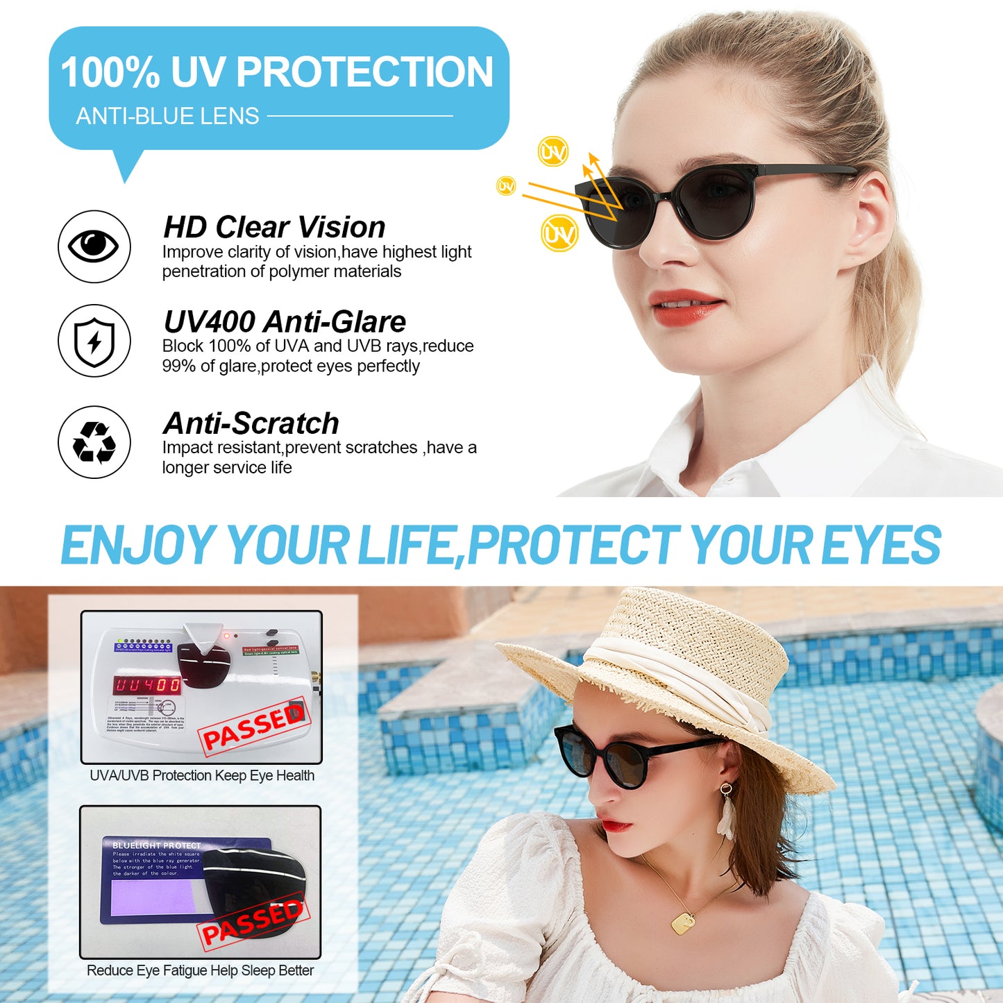 Reading Sunglasses Women UV Protection Outdoor Reader Glasses OC5017S