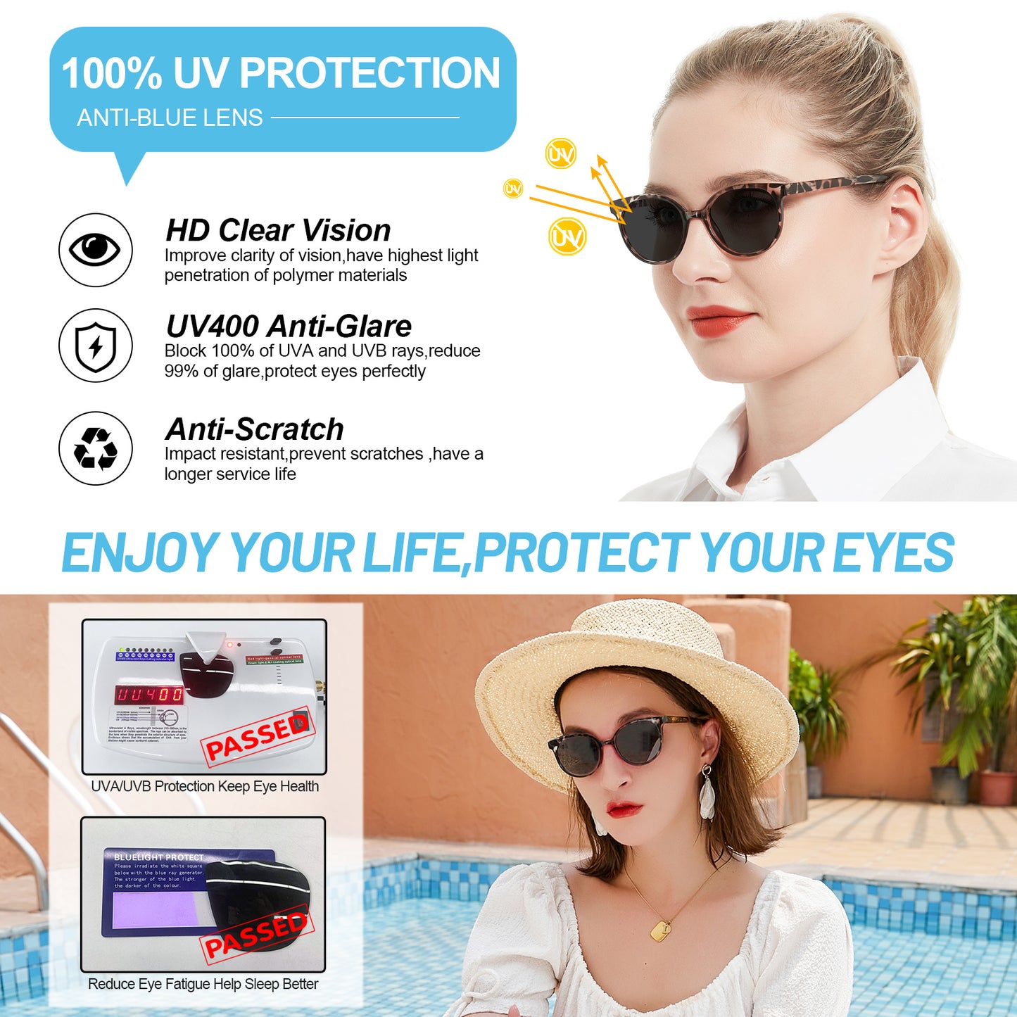 Reading Sunglasses Women UV Protection Outdoor Reader Glasses OC5017S