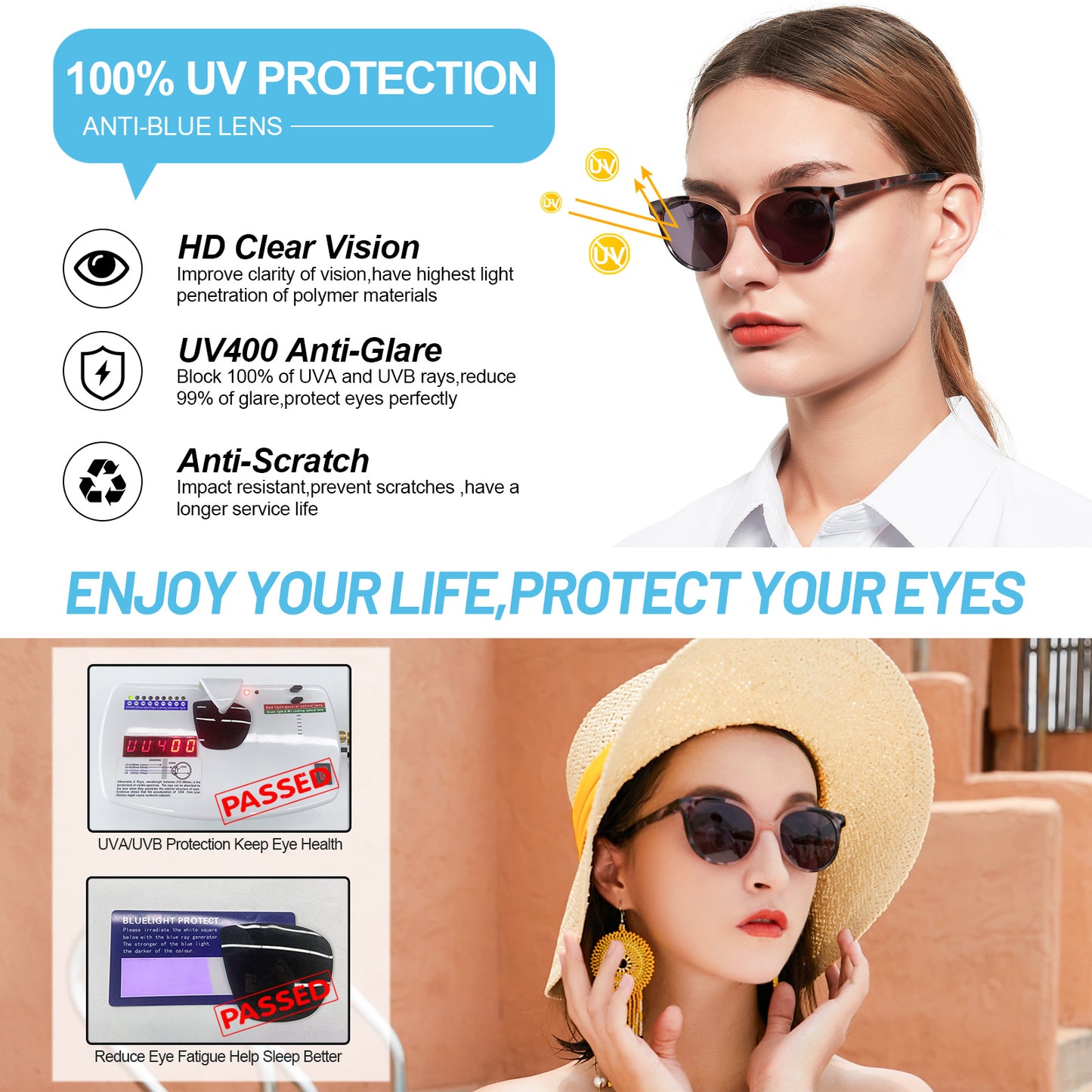 Reading Sunglasses Women UV Protection Outdoor Reader Glasses OC5017S