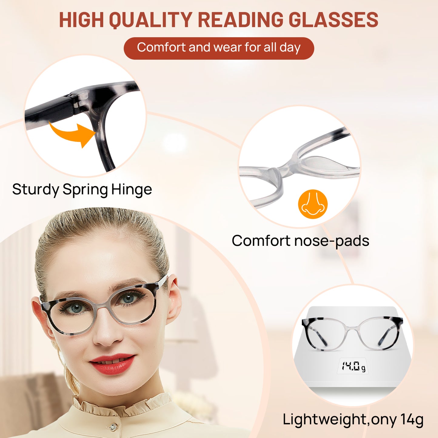 OCCI CHIARI  Reading Glasses Lightweight Round Reader OC5017
