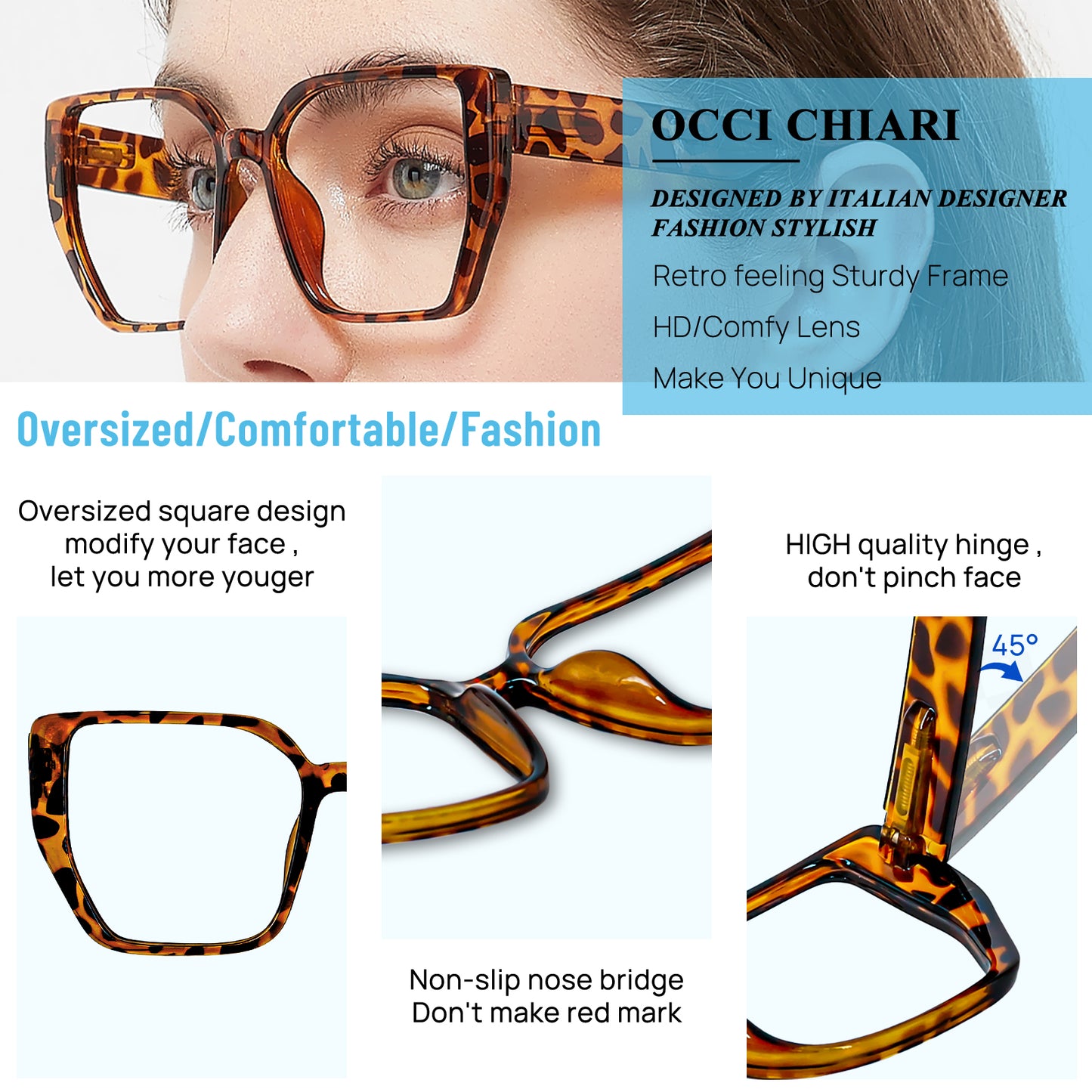 OCCI CHIARI Oversized Reader Sunglasses Women Reading Sunglasses OC5190