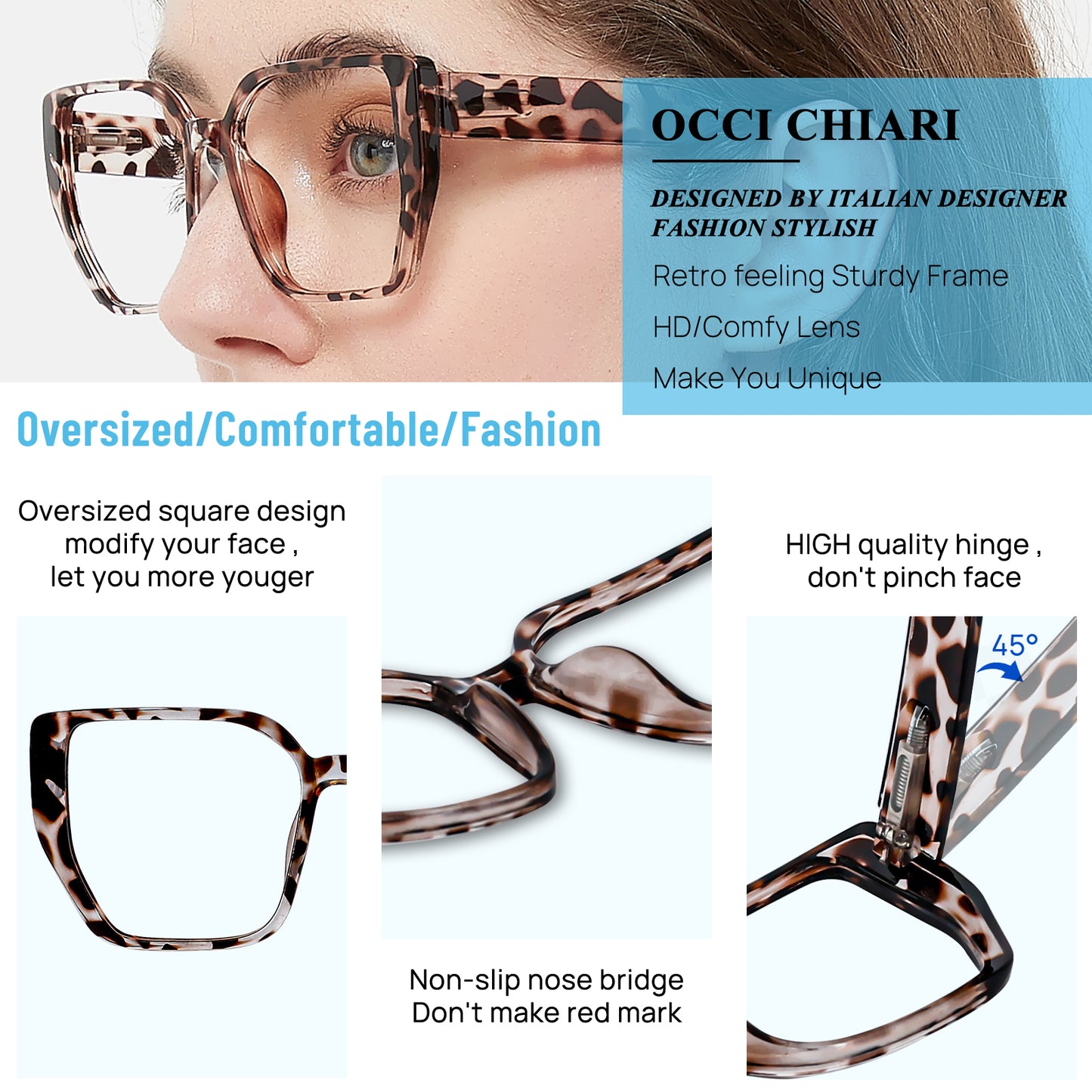 OCCI CHIARI Oversized Reader Sunglasses Women Reading Sunglasses OC5190