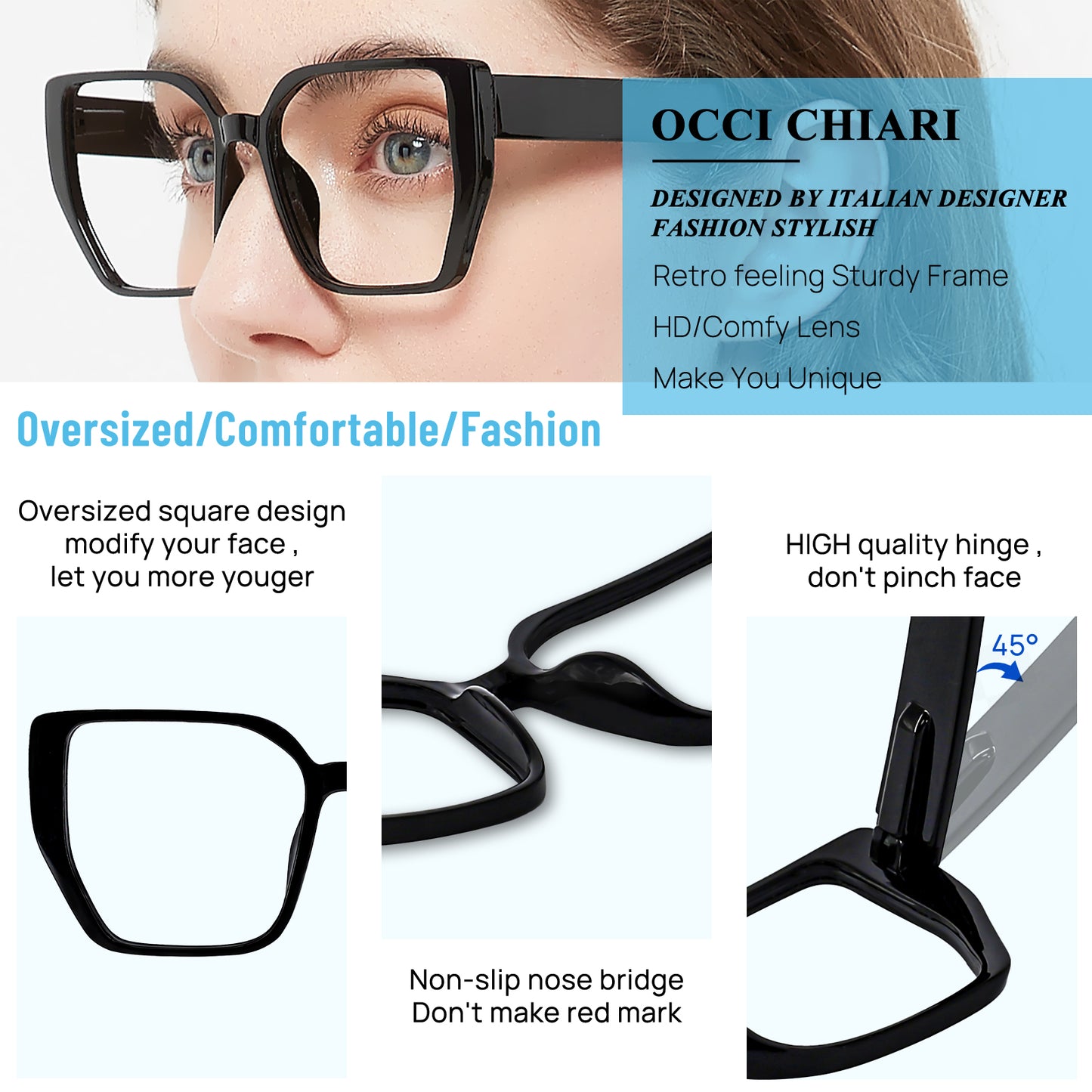 OCCI CHIARI Oversized Reader Sunglasses Women Reading Sunglasses OC5190