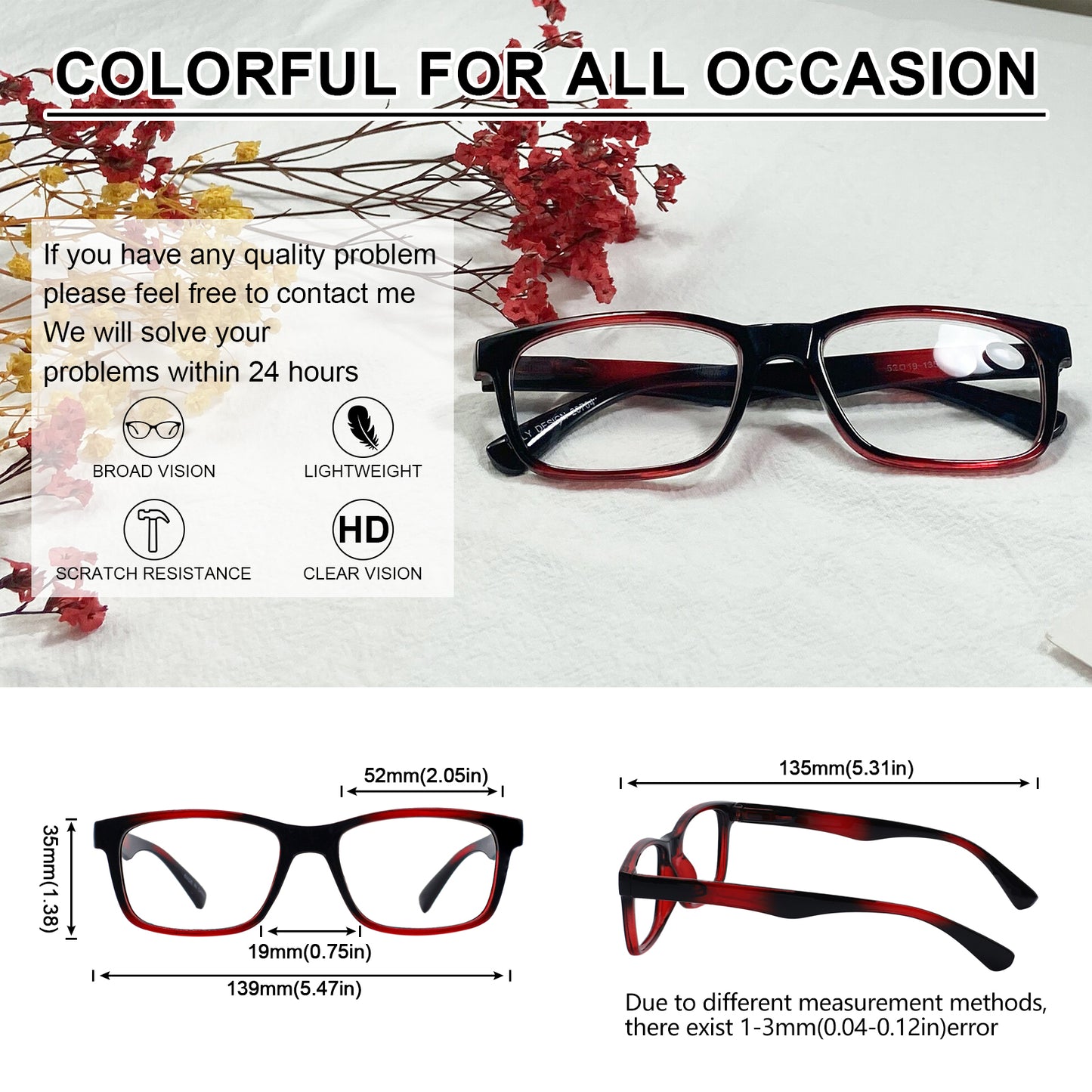 OCCI CHIARI Colorful Reading Glasses Women Lightweight Slim Readers OC1105